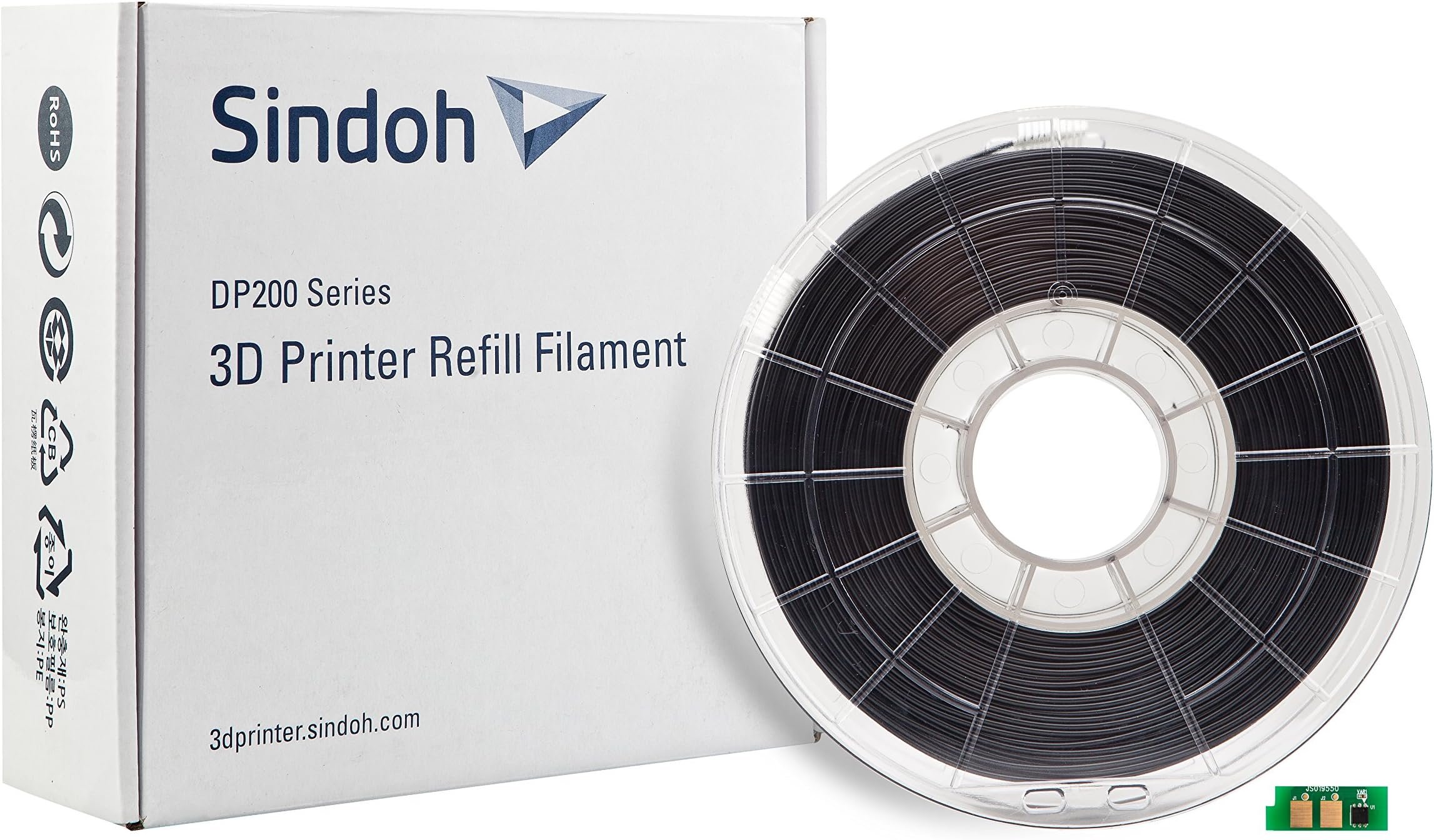 3DWOX Refill Filament PLA black (Compatible with DP200, DP201, 3DWOX 1, 1X, 2X) , Spool , 1.75 millimeters Diameter