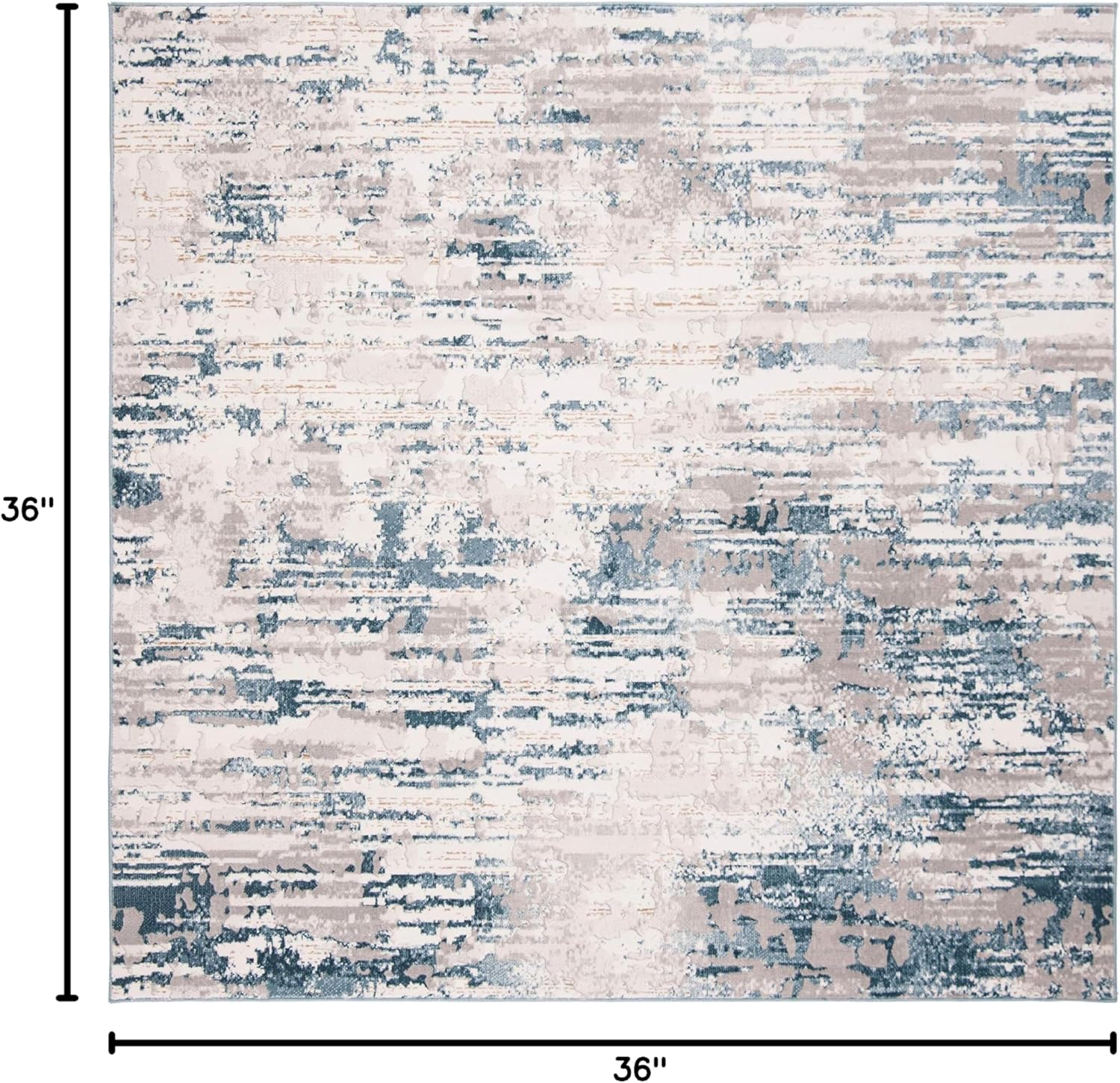 SAFAVIEH Vogue Collection Area Rug - 3' Square, Ivory & Teal, Modern Abstract Design, Non-Shedding & Easy Care, Ideal for High Traffic Areas in Living Room, Bedroom (VGE145A)