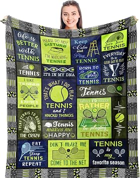 Tennis Gifts Women/Men/Girls/Boys- Tennis Themed Soft Blanket 50 x 60