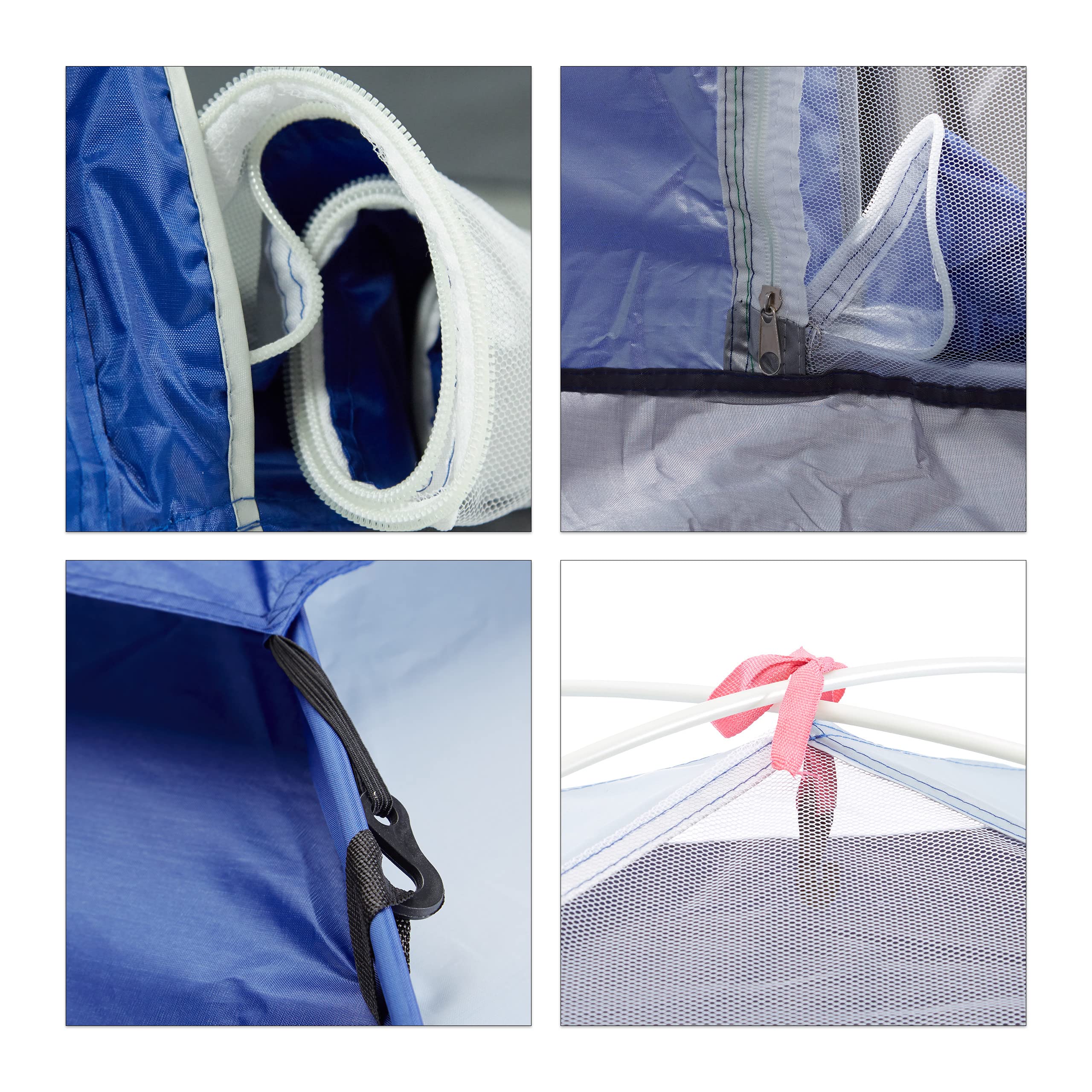 Relaxdays Tenda da campeggio pop-up, 135 x 200 x 200 cm, impermeabile, istantanea, piccola, UV 50+, blu