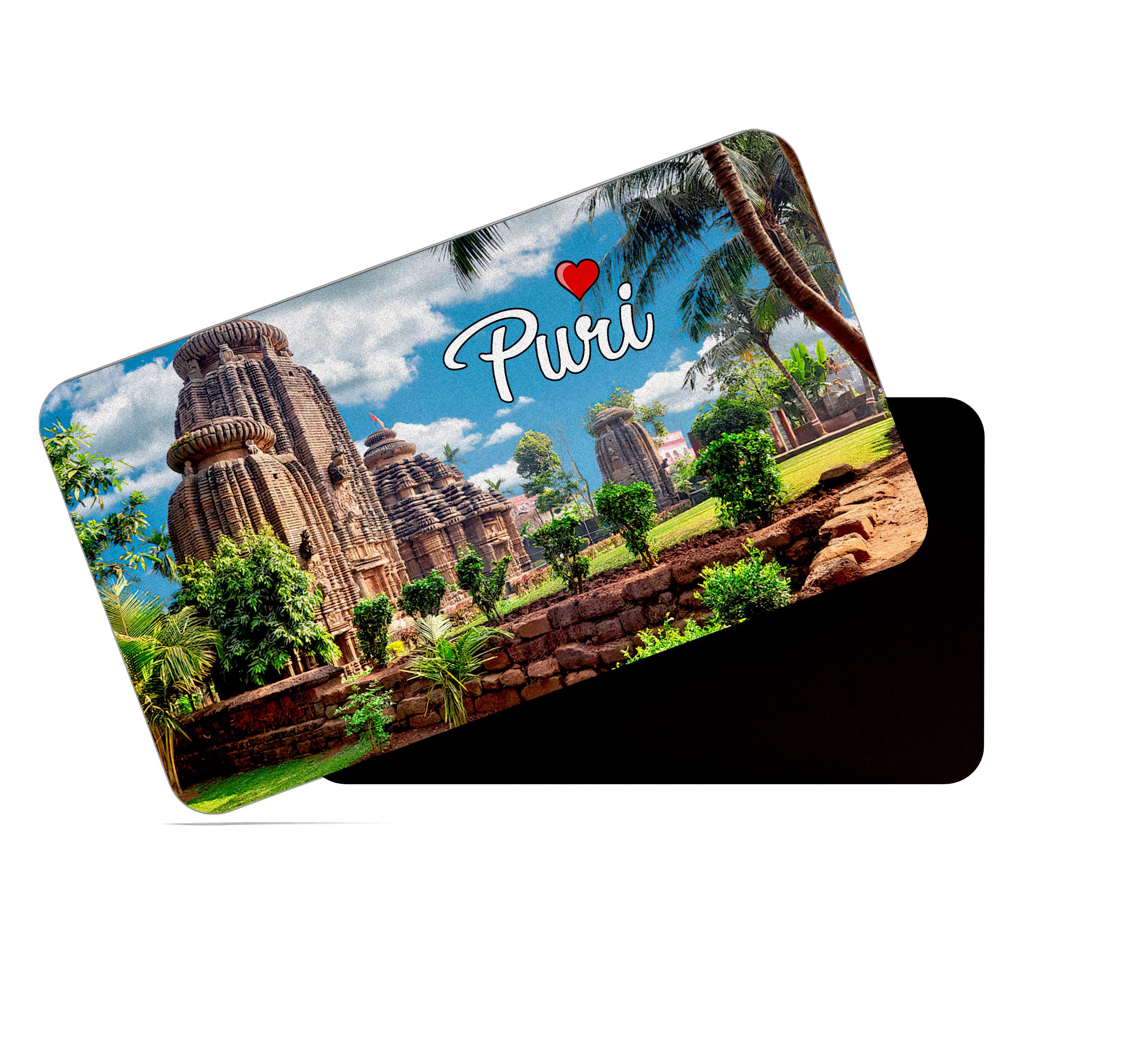 dhcrafts Rectangular Rubber Fridge Magnet/Magnetic Card Multicolor Odisha Puri Design Pack of 1 (8.6cm x 5.4cm)