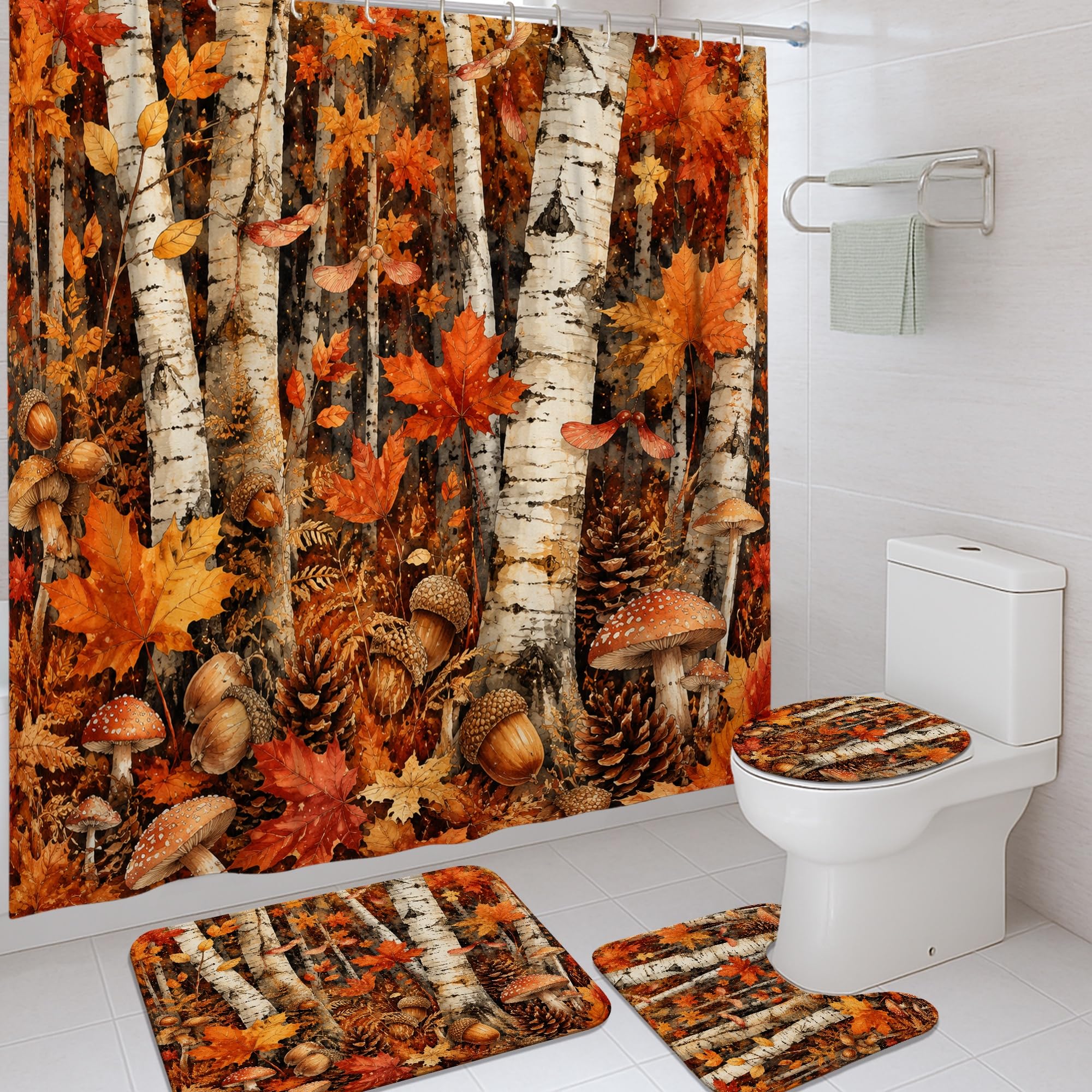Rideau de douche automne imperméable 183x183 cm pour décorer votre salle de bain avec élégance.