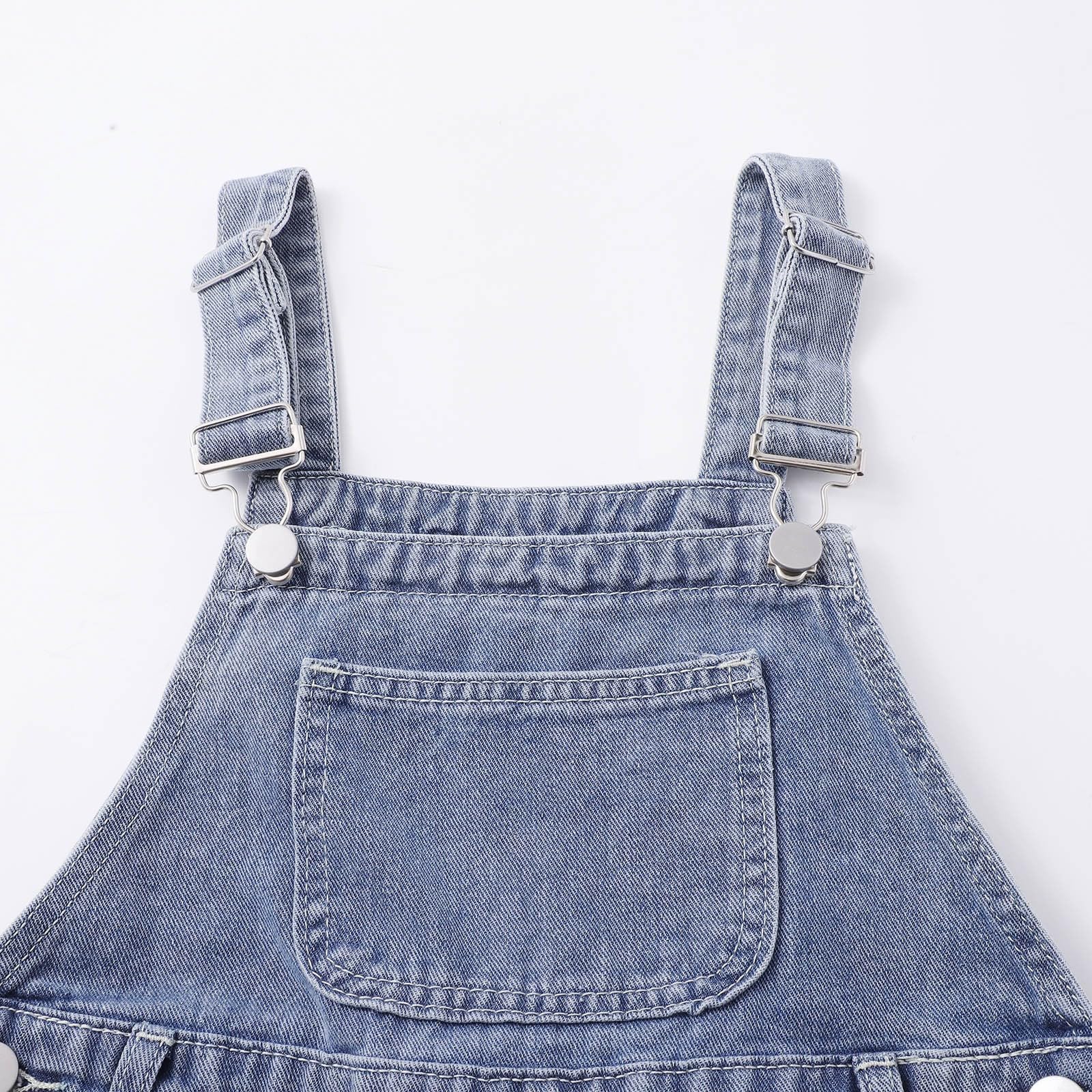 Jean Jumpsuit Mädchen Stern Stickerei Y2k Jeanslatzhose Hip Hop Denim Overall Latzhose mit Taschen Kinder Girls Weite Bein Playsuit mit Verstellbaren Hosenträgern Blaue Latzhose