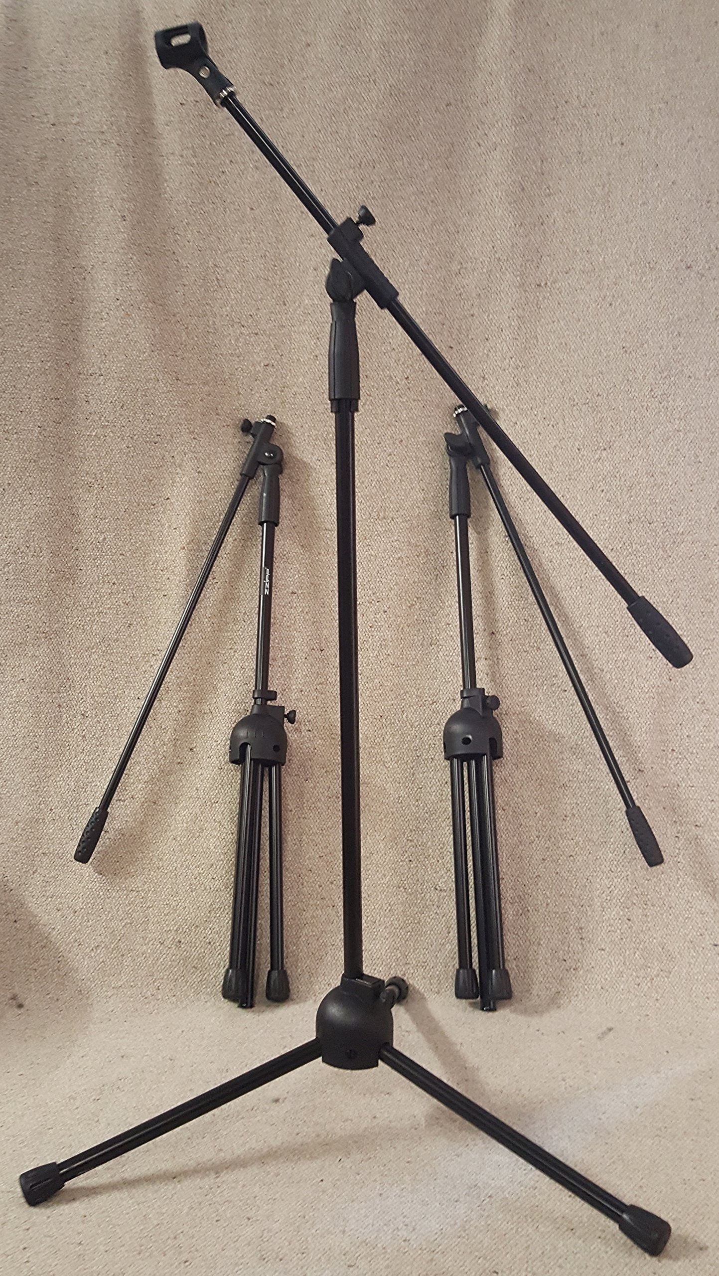 3 ASTE MICROFONO Asta Giraffa in metallo Nero + Clip incluse