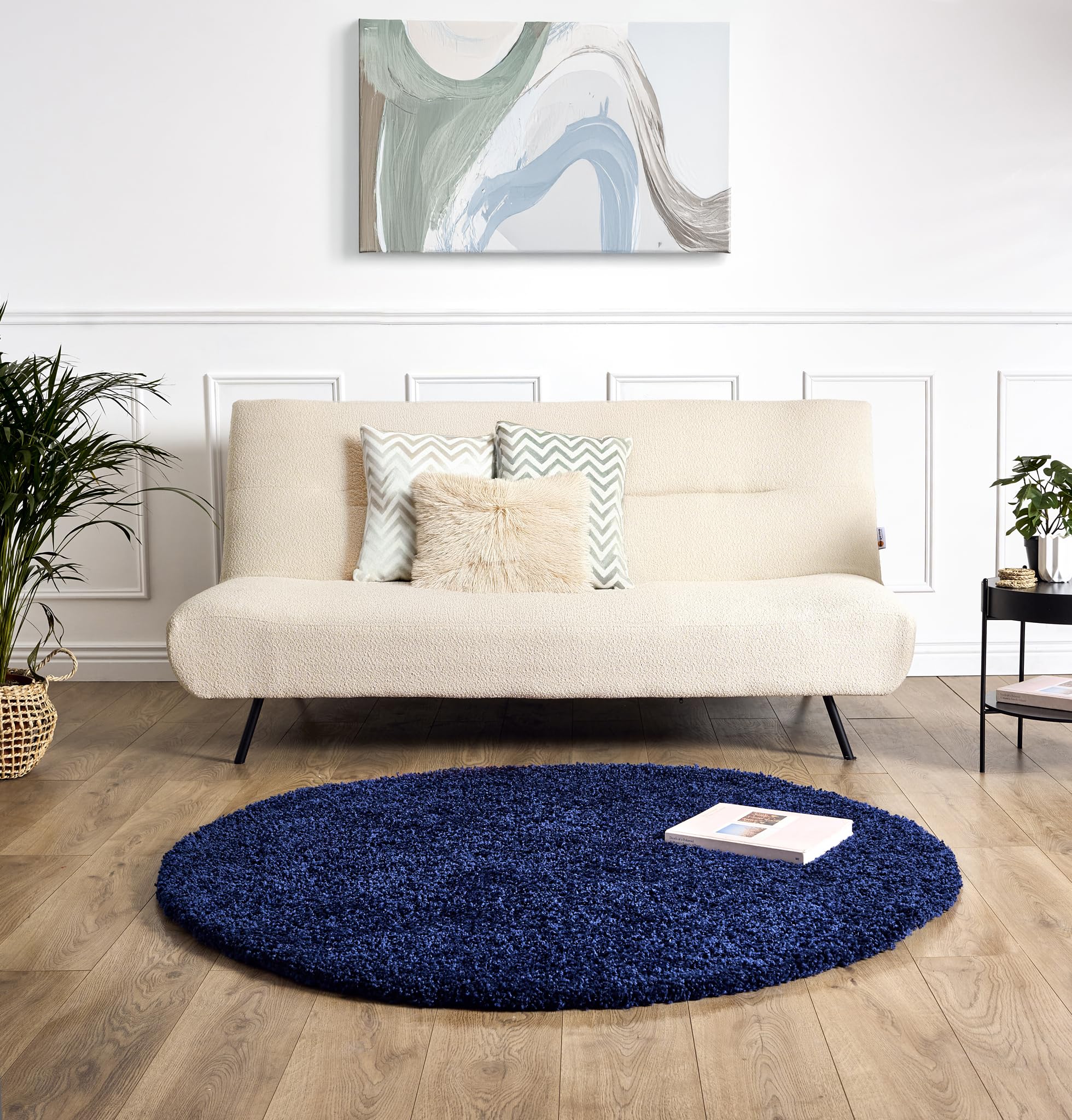 Bravich Navy Blue Shaggy Rug 80 x 150cm (2'7" x 4'11") 5cm Pile Medium Thick Fluffy Living Room Hessian Backed Washable — view 102