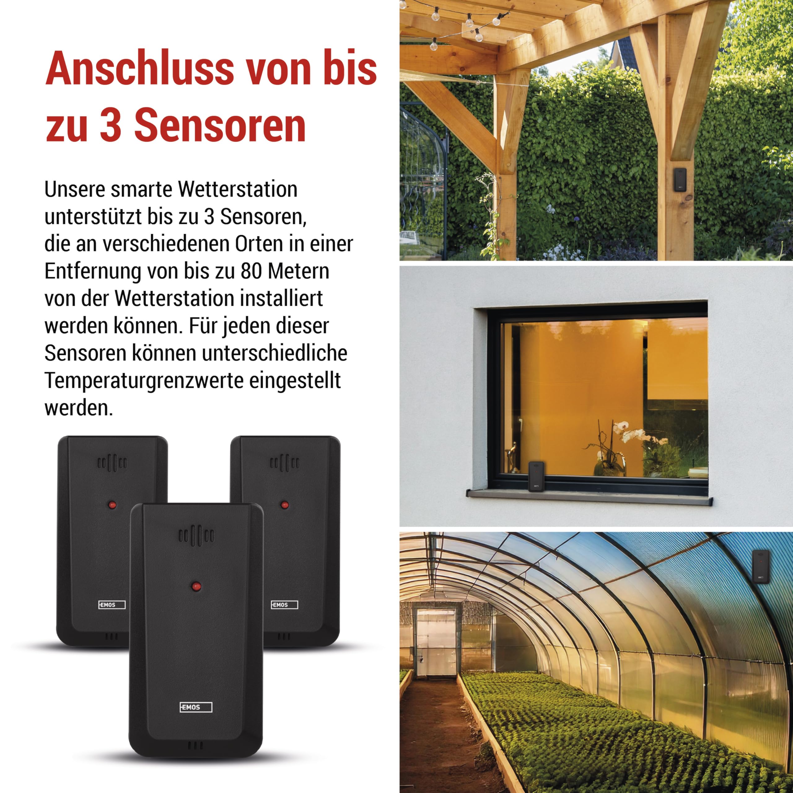 EMOS GoSmart – stacja pogodowa WiFi z bezprzewodowym czujnikiem zewnętrznym i aplikacją – kolorowy wyświetlacz, 5-dniowa prognoza pogody, termometr, higrometr, zegar kompatybilny z Tuya, Smartlife – w