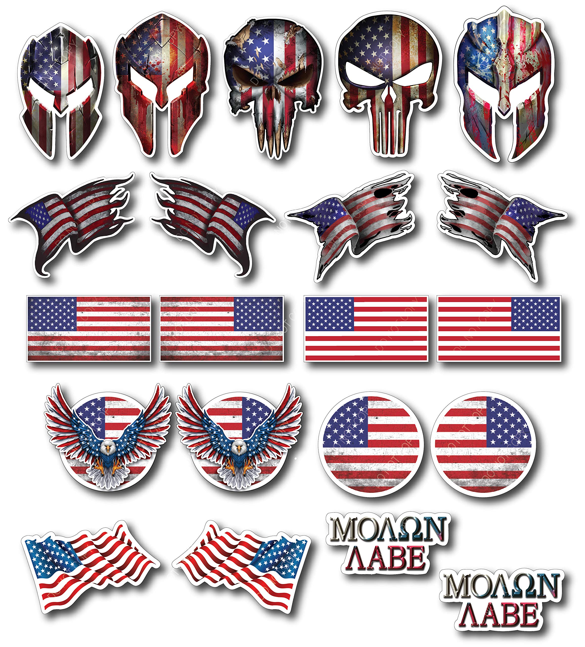 Buy 21 pack Hard Hat Patriotic American USA Decal Sticker Combo Variety