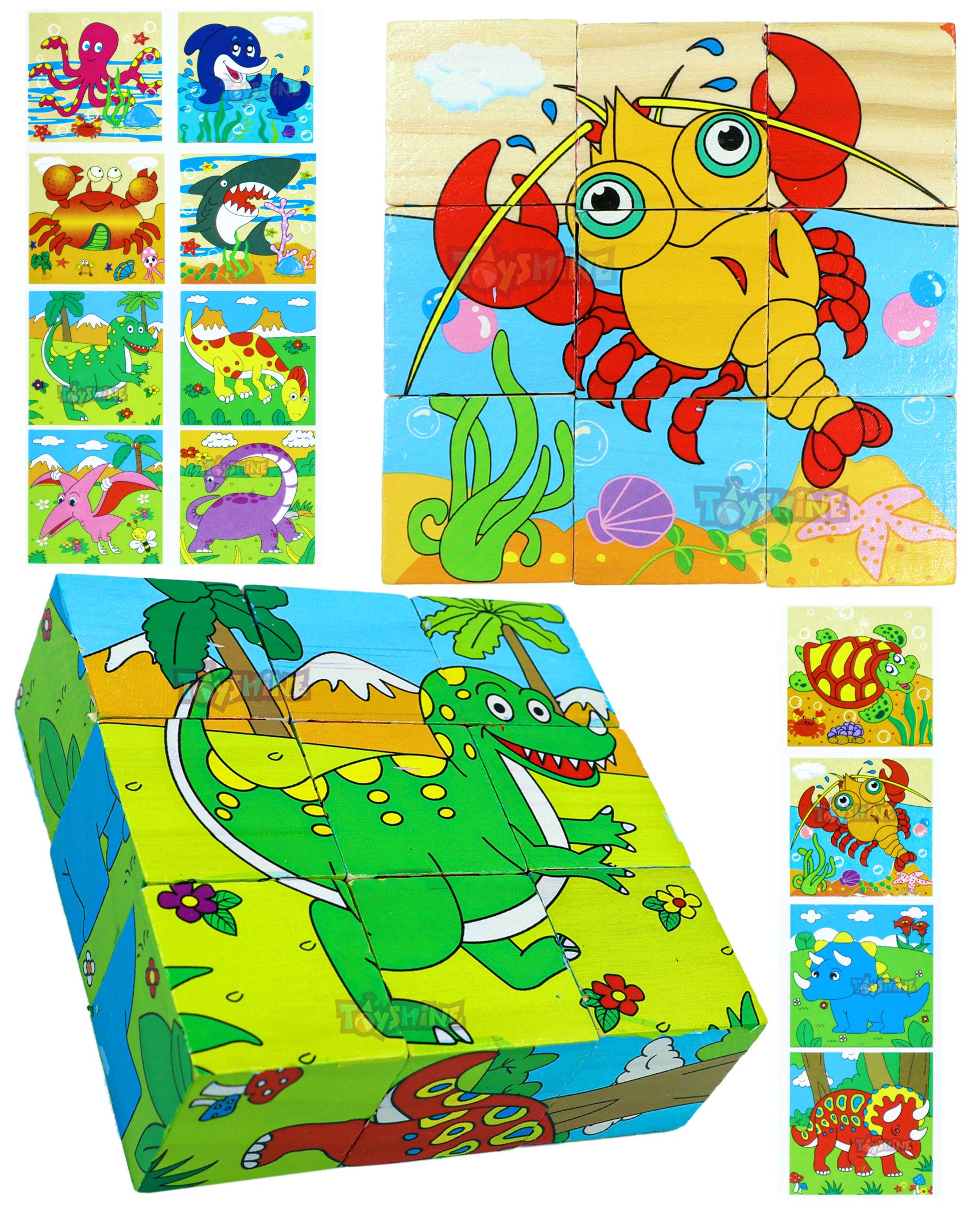 Toyshine 6 in 1 Wooden Block Puzzle Dinosaur and Ocean Animals for 2 3 4+ Years Boy Girl Educational Montessori Toys Jigsaw Puzzle (Pack of 2) - Model 5 (B08THPS86B) Amazon Price History, Amazon Price Tracker