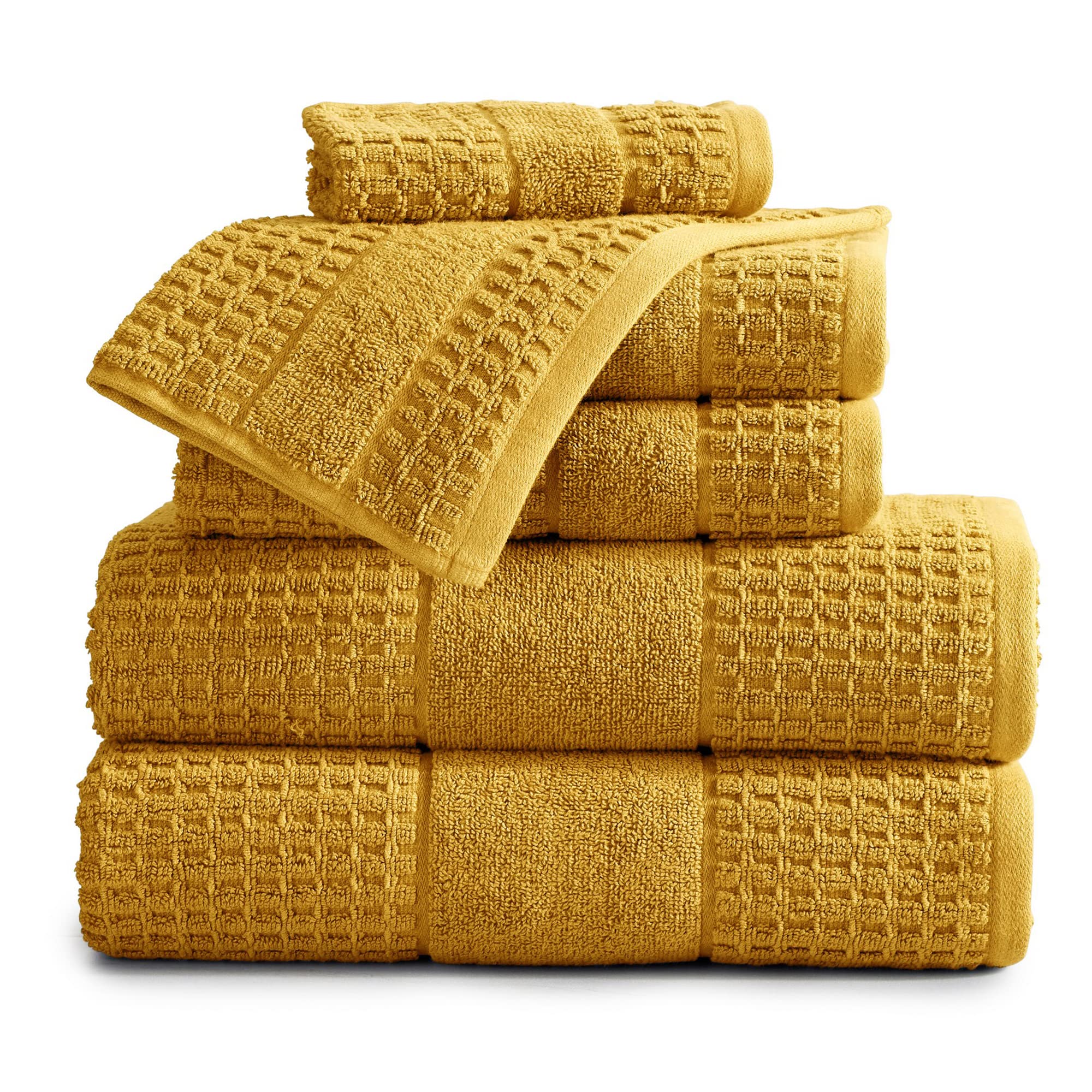 Market & Place 100% Cotton Super Soft Luxury Towel Set | Quick-Dry and Highly Absorbent | Waffle Textured | 550 GSM | 2 Bath Towels, 2 Hand Towels, &