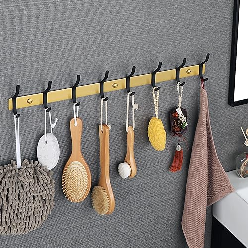 Miniatura 3 de Alise Perchero de pared con 8 ganchos dobles para colgar abrigos de baño, perchero de acero inoxidable SUS304 para colgar toallas, percheros para