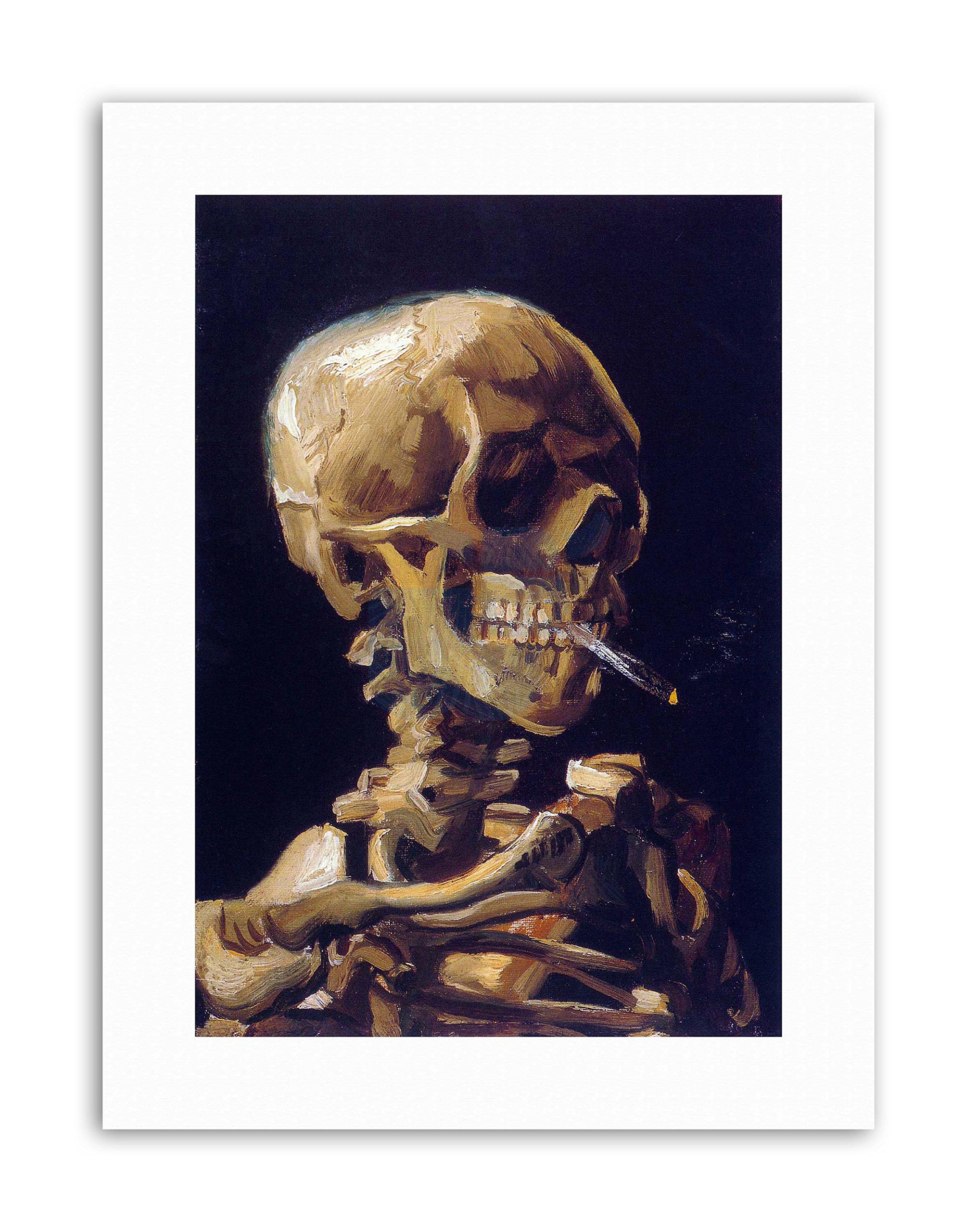 Wee Blue Coo Blue Wee Coo Vincent Van Gogh Skull With A Burning Cigarette Painting Canvas Art Print
