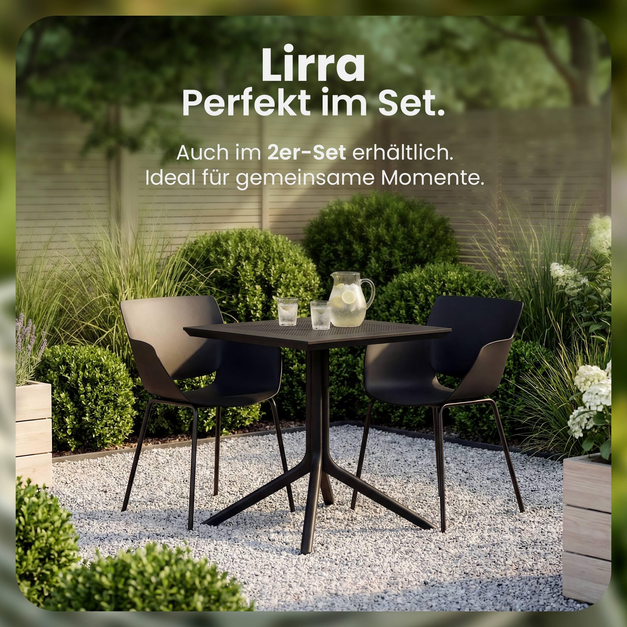 CLP Gartenmöbel-Set wetterfest Lirra, mit 4 Stühlen, quadratischem Tisch, 5-teilige Sitzgruppe für Garten, Terrasse und Balkon Farbe schwarz