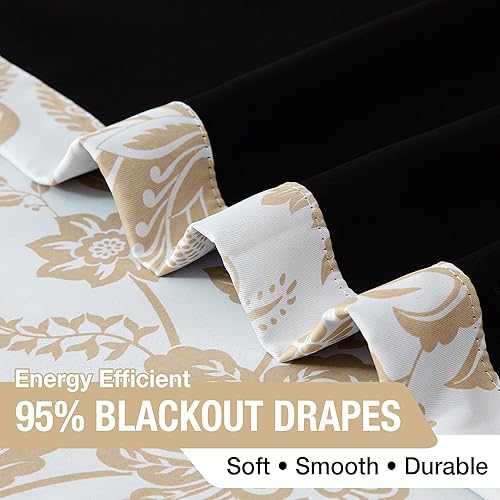 Miniatura 4 de Jubilantex Cortina blackout botánica para ventana, 63 pulgadas de largo, reducción de ruido, aislamiento térmico, tratamiento de ventana para