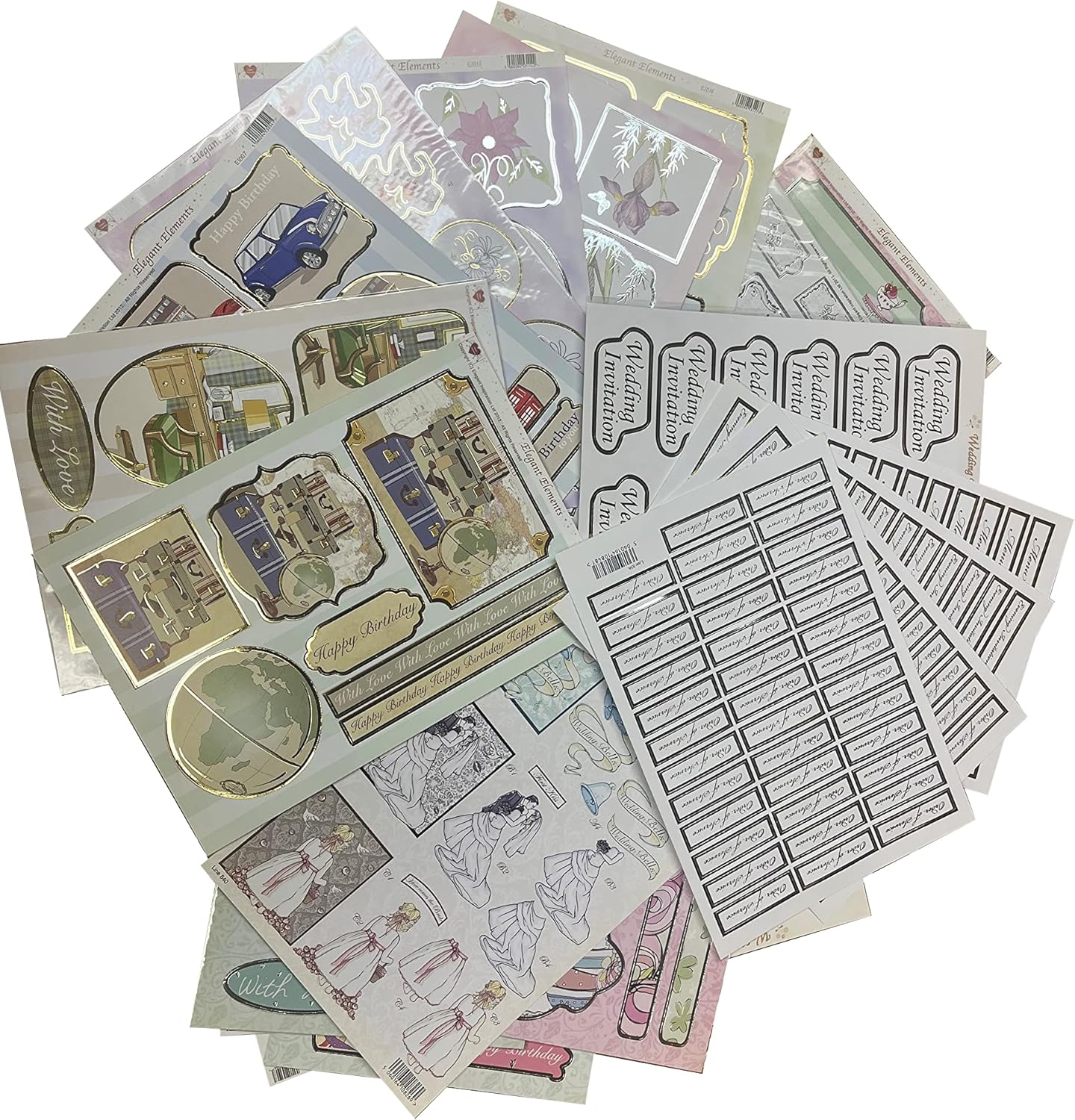 Craft UK 2384 Mixed Mens Womens Wedding 3D Die Cut Topper Decoupage & Captions Kit