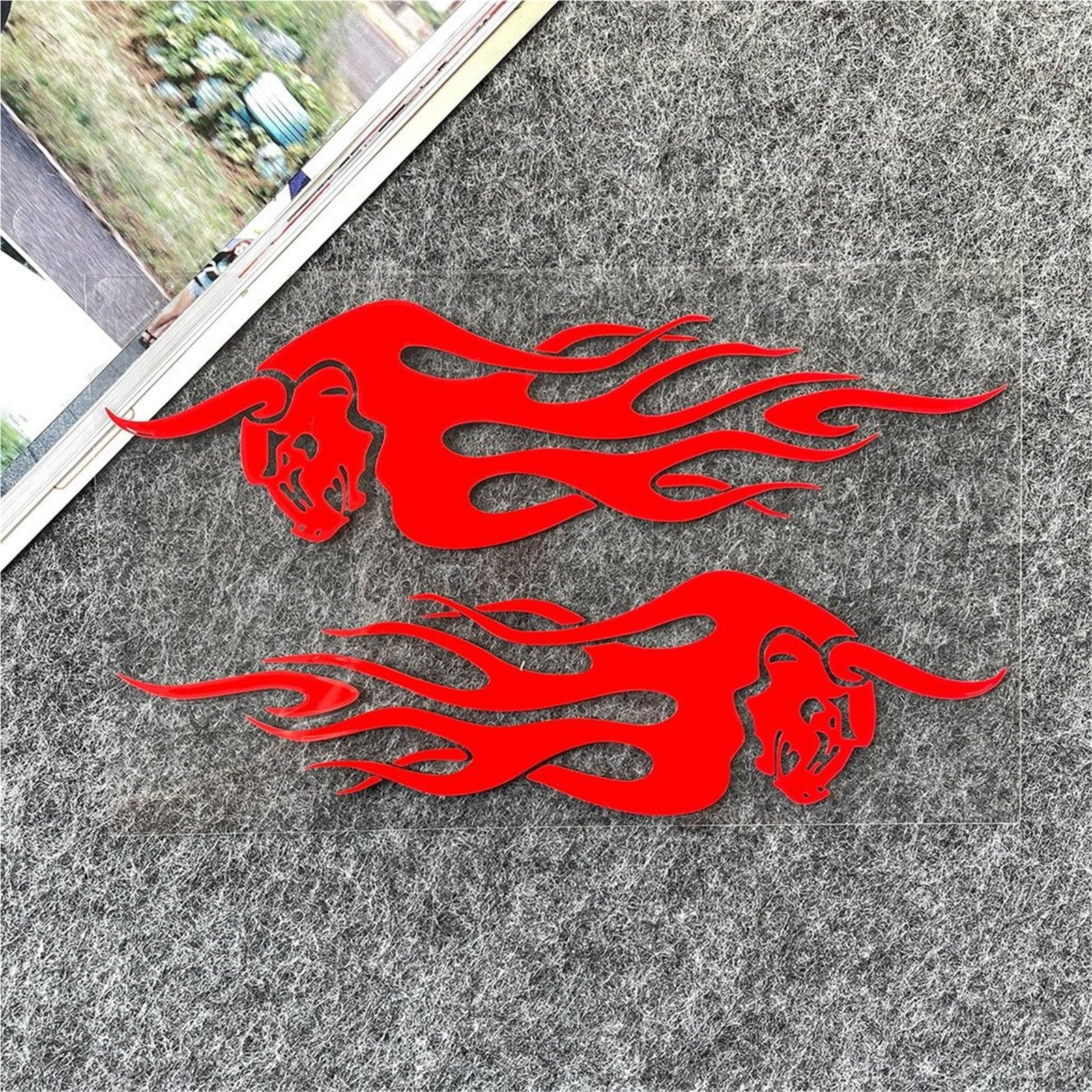 HAfgDJ 2pcs Flame Car Sticker Motorcycle Front Windshield Helmet Motorcycle Accessories