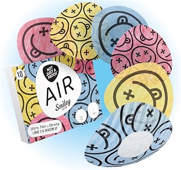 Not Just A Patch Air Dexcom G7 Adhesive Patches Waterproof & Sweatproof Sensor Covers for Dexcom G7 & Stelo CGM, Smiley Designed Over Patches, Stays Secure for 15 Days, 10 Pack