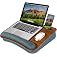LAPGEAR Portable Laptop Lap Desk with Pillow Cushion, Anti-Slip Strip, Tablet or Phone Storage Slot, Pen and Pencil Pocket, a