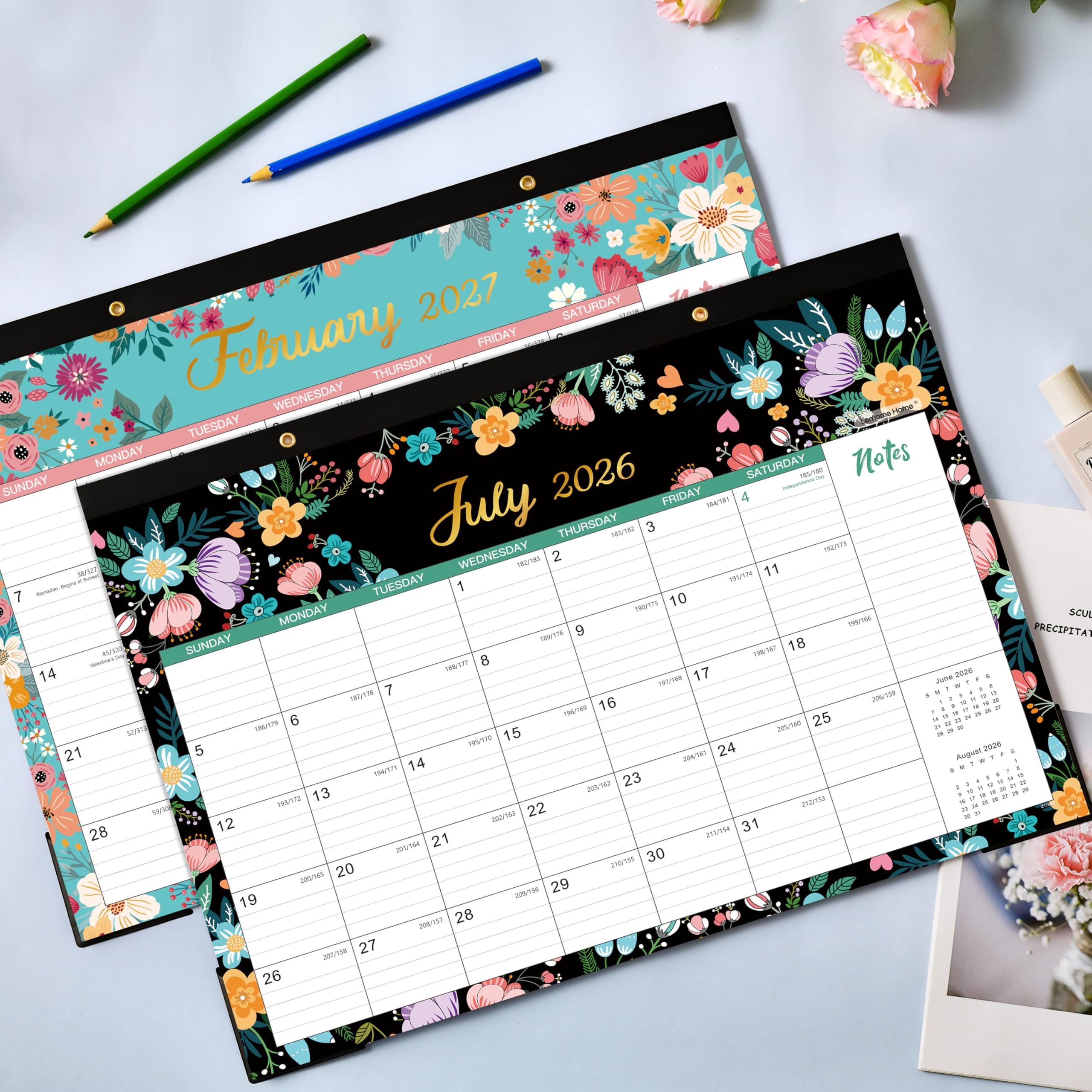 Desk Calendar 2024-2024 Desk Calendar, 12 Mensual Desk/Calendario de pared, Ene. 2024 - Dic 2024, 16.8" x 12", Calendario de escritorio con papel grueso + protectores de esquina + bloques grandes
