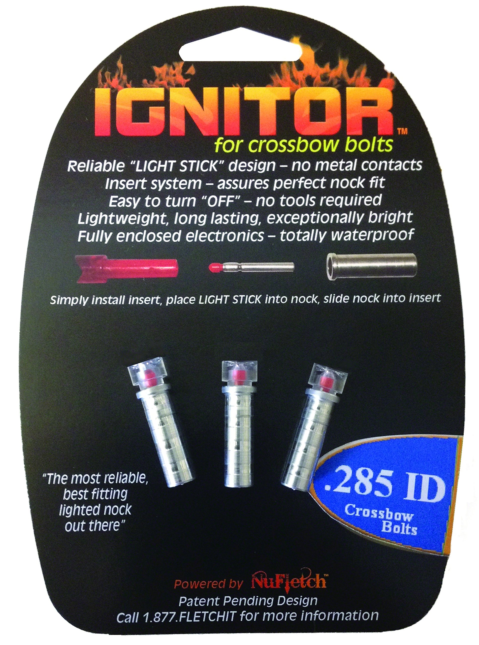 Nufletch LN-CBF-RED/3PK Replacement Lighted Flat Nocks for Ape Tail