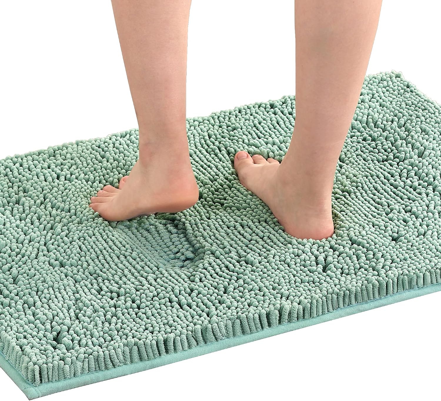H.VERSAILTEX Bath Mat Bath Rug for Bathroom Luxury Chenille Bathroom Rug Mat Extra Soft and Absorbent Microfiber Shaggy Rugs Non Slip Rug Quick Dry Bath Mat Washable, 20 x 32 Inches, Aqua Foam