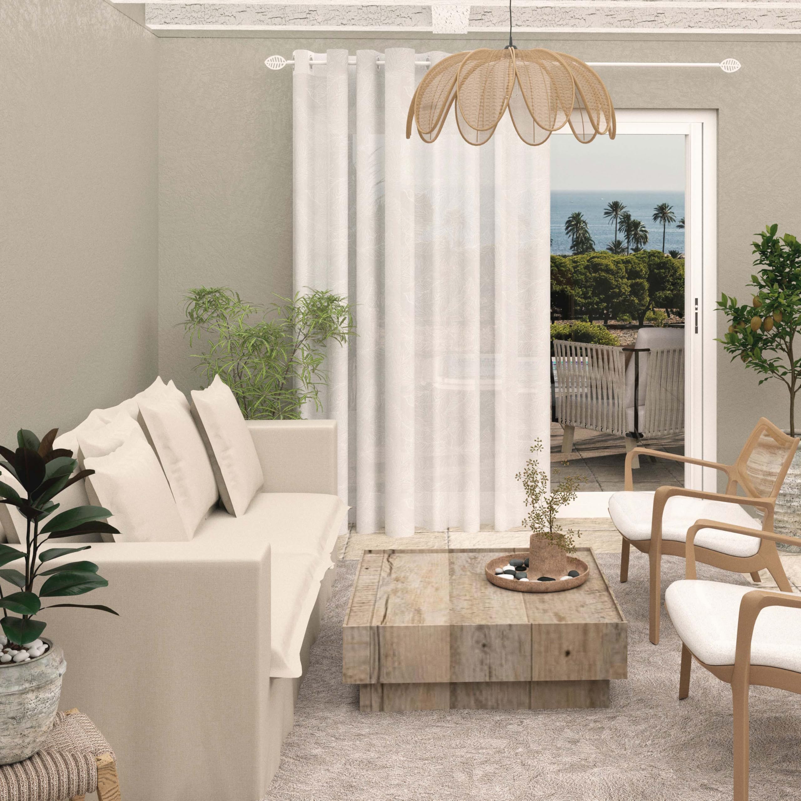 Voilage à Oeillets Spécial Baie Vitrée 280x250 Cm CELIA Kaki, Par