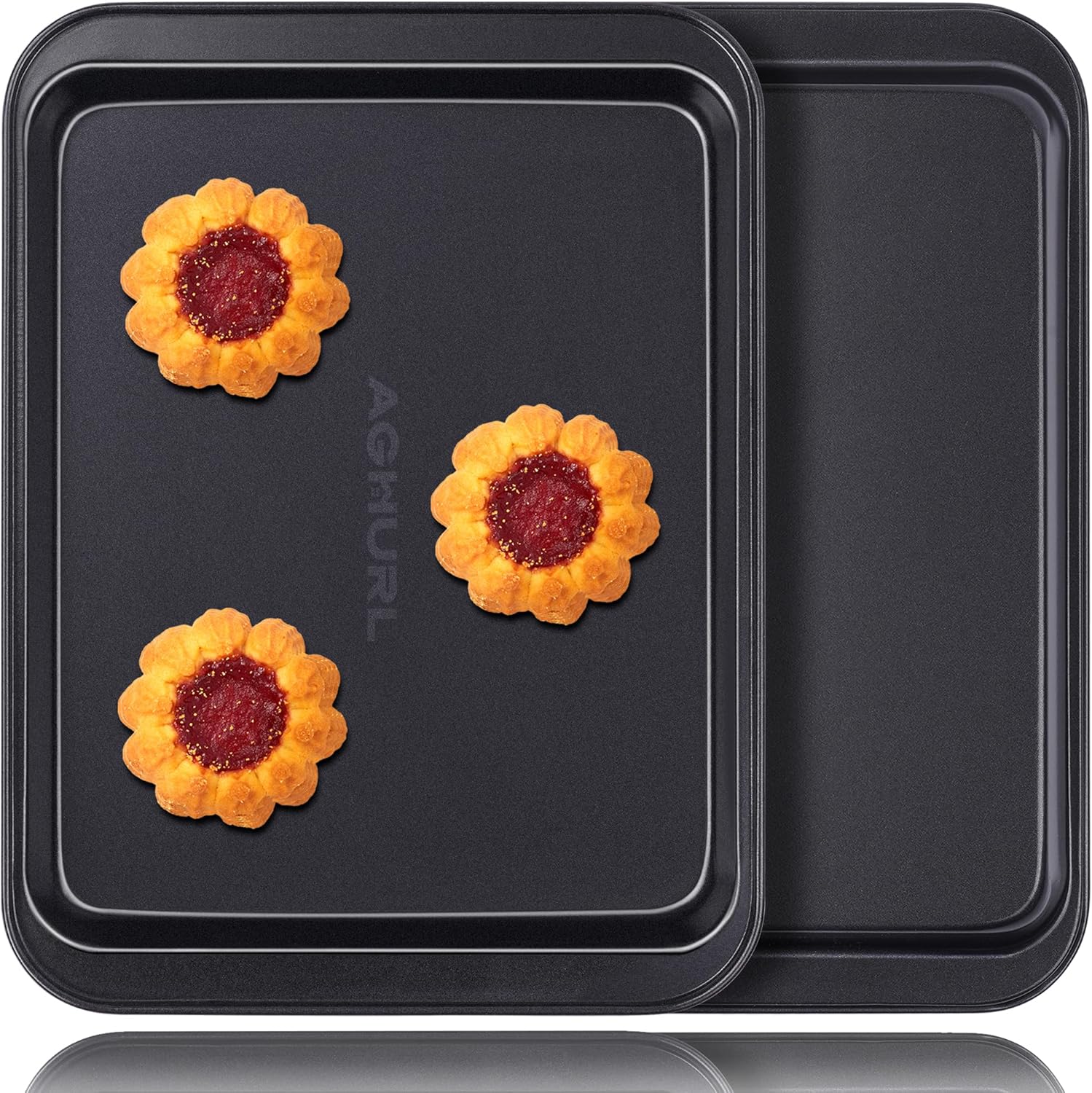 Baking Sheets, Small Cookie Trays, Nonstick Carbon Steel Baking Pan, Bakeware Set, 2-Pack, 9.45 X 7.09 Inch (Inner 7.5x6)