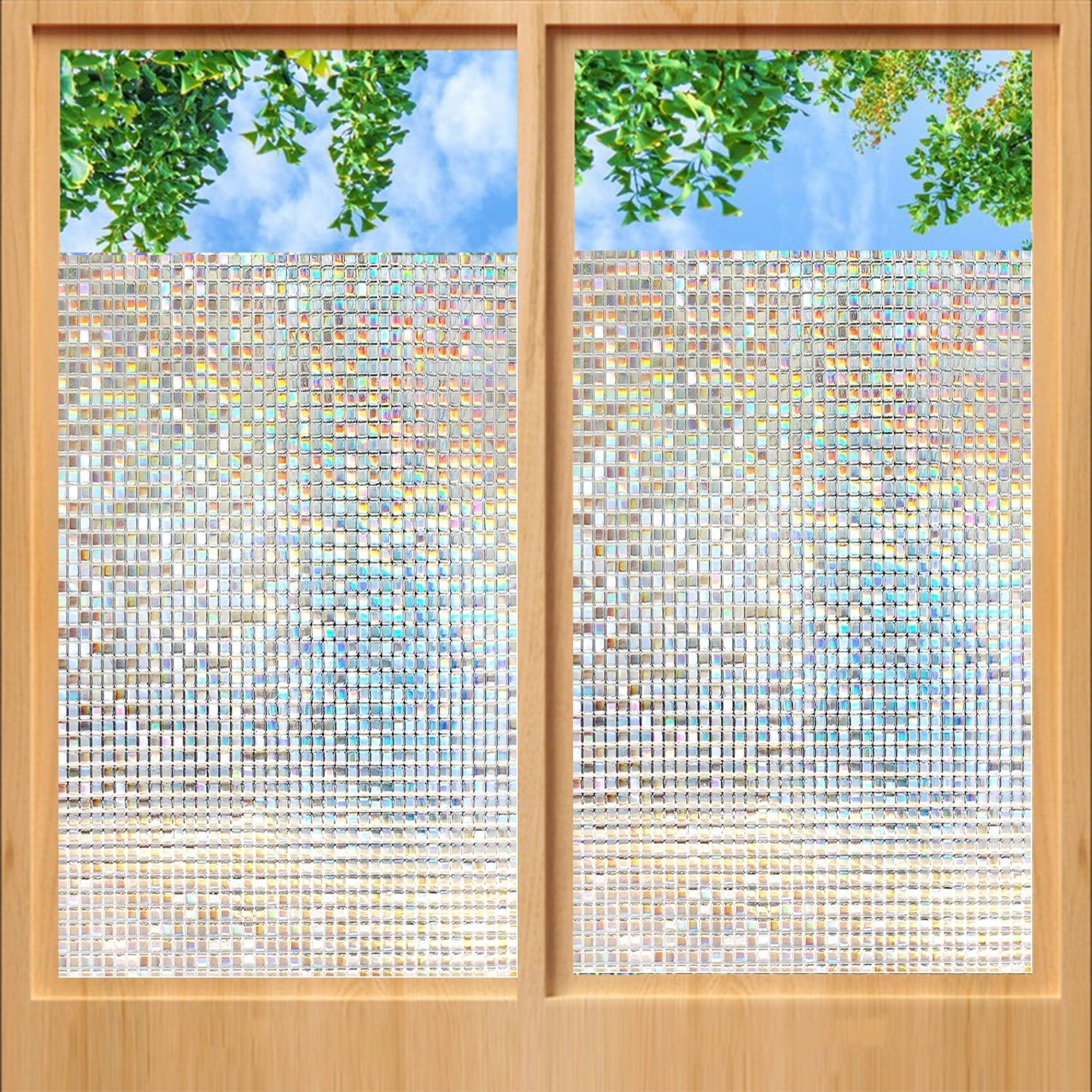 Privacy Film for Glass Windows 80 x 700 cm, No Glue Window Sticker Opaque UV Protection, Privacy, Static Cling, Window Films Glass Stickers with Toolkit for Office, Mosaic