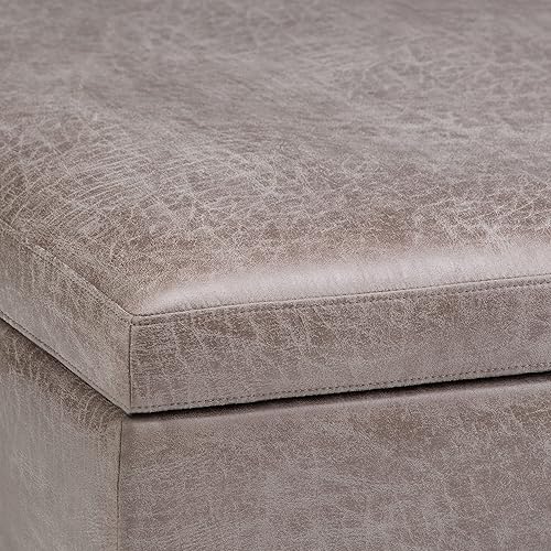 Miniatura 334 de SIMPLIHOME Owen - Bandeja rectangular moderna de mediados de siglo de 34 pulgadas de ancho, otomana pequeña para almacenamiento de mesa auxiliar, en