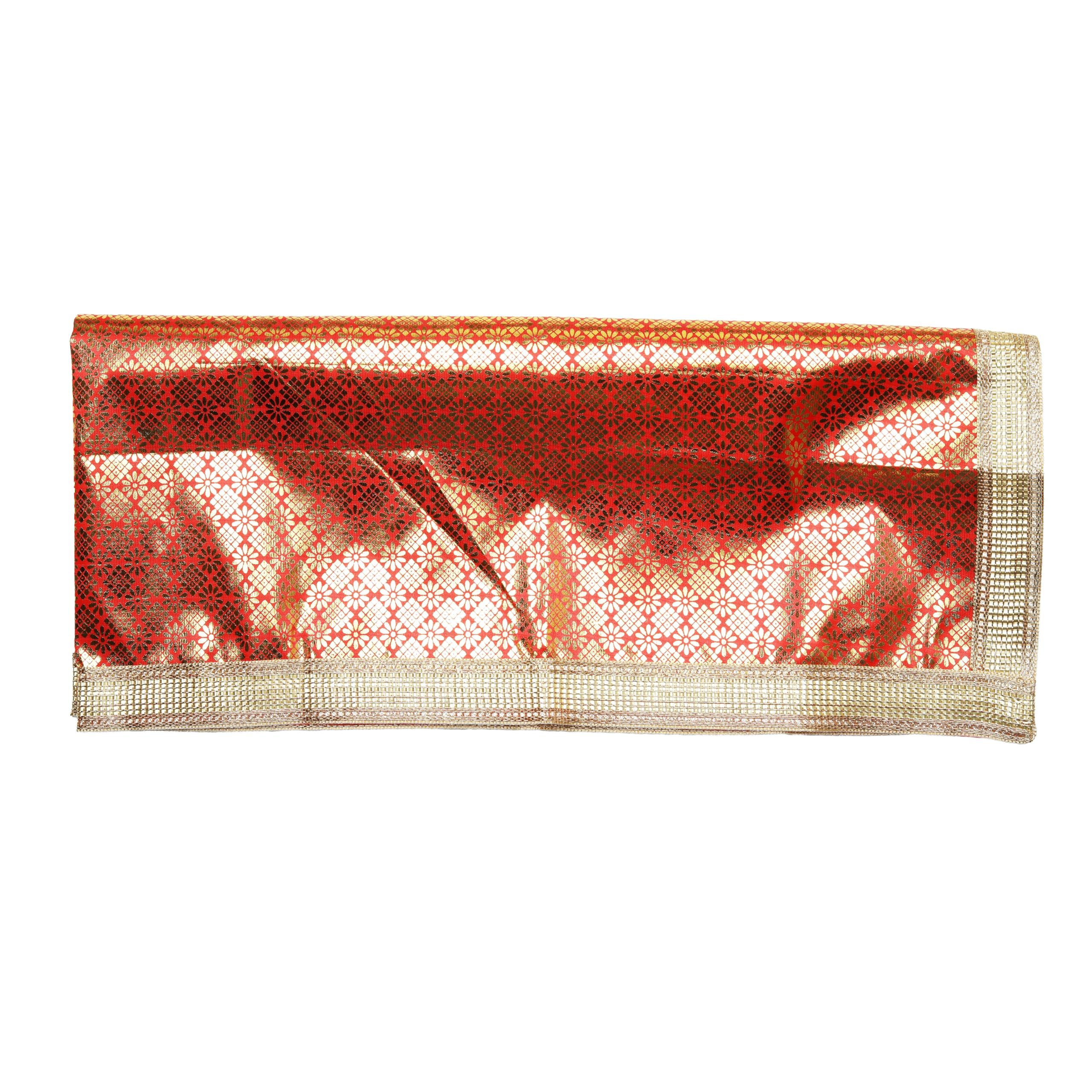 Decorative Cloth Pooja Asaan Mat Large Puja Indian Traditional Cultural Navratri Festival Decoration for Backdrop Statue Chowki Aasan Mat Posters Frame Home Decor Items(Size:- 36 Inch x 36 Inch)(Red) - Image 2