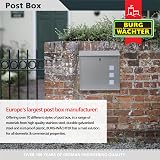 Burg-Wachter MB08S Aire Wall Mounted Galvanised Steel Lockable Weatherproof Post Box - Silver - 37x36x11cm - 5