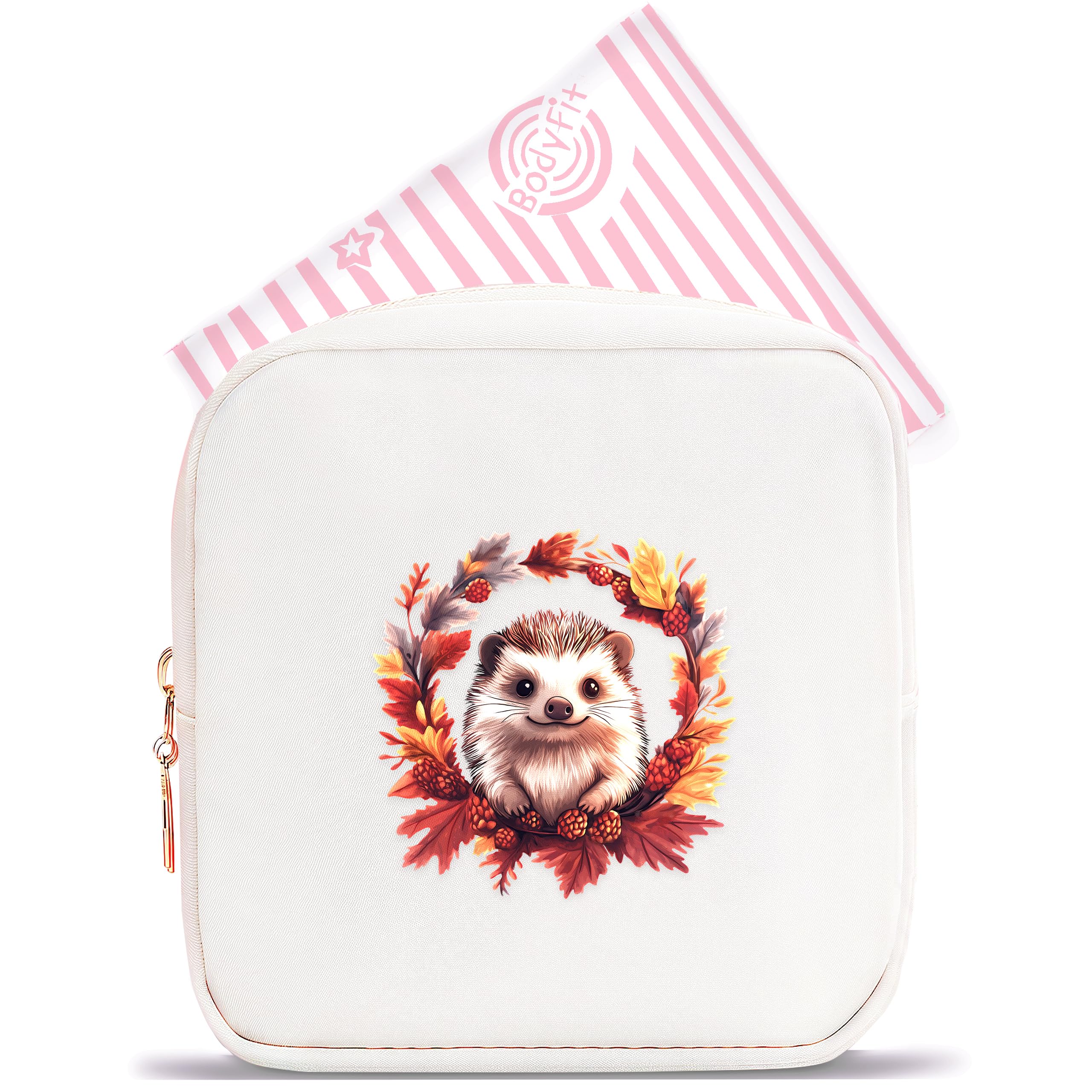 BJDAMAI Hedgehog Mini Makeup Bag, Hedgehog Gift For Women Girls, Cute Portable Zipper Pouch Cosmetic Bag For Teen Girls Kids, Small Storage Bag For