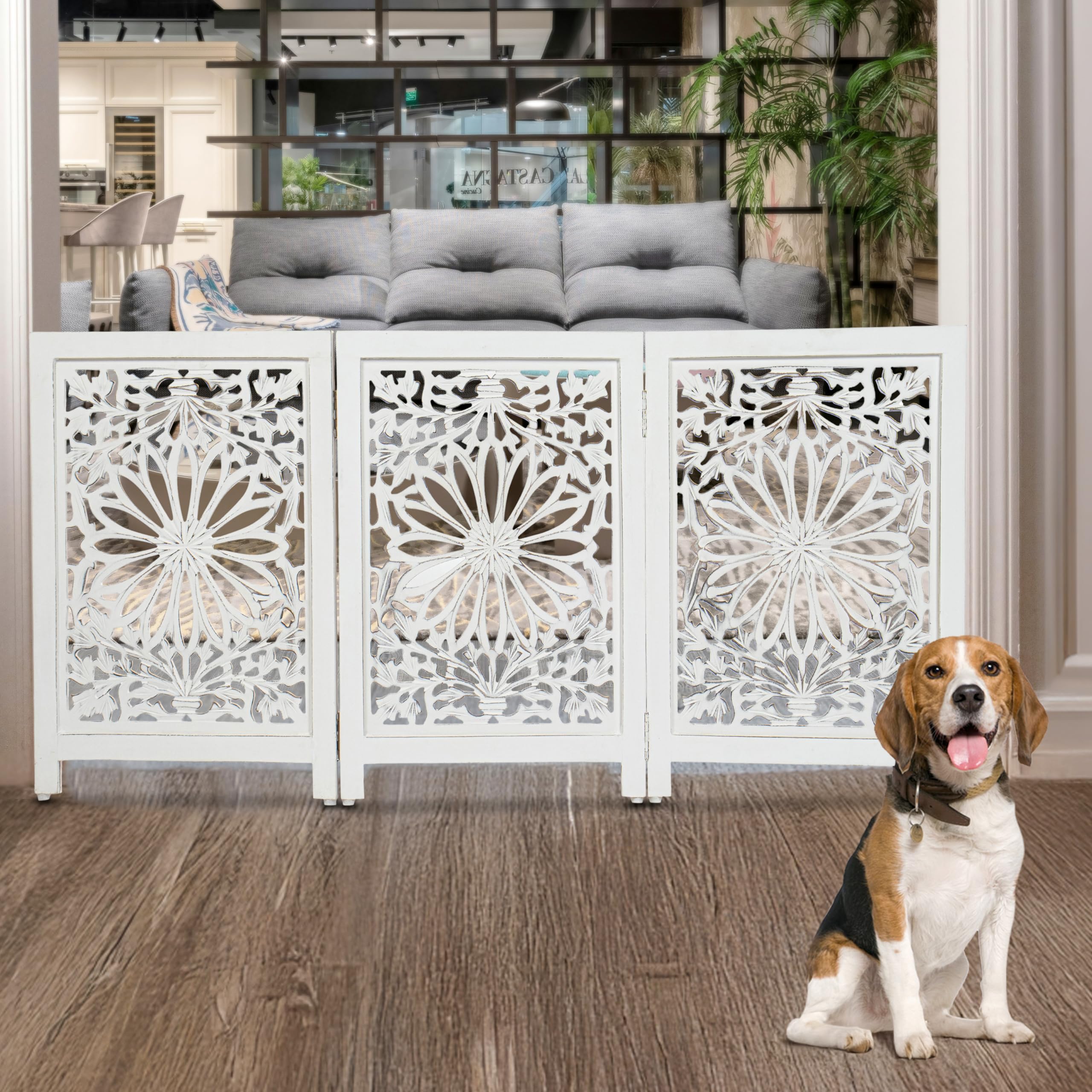 Puerta alta para perros de interior para puertas y escaleras, barrera independiente extra ancha para mascotas con puerta, valla de