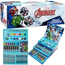 Marvel Valigetta Colori per Bambini Spiderman con Pennarelli e Matite Colorate (Multicolore Avengers)