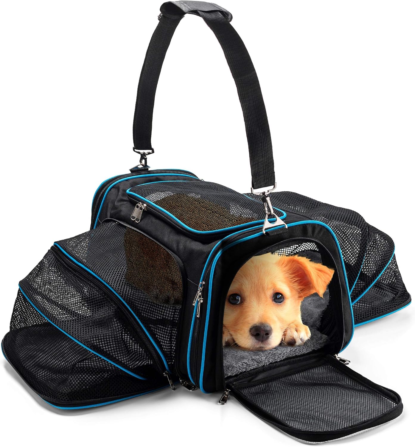 Airline Approved Pet Carrier Bag, Dual Expandable Travel Dog Carrier Bag for Small Dogs, Cats, Puppies, Kittens etc. Premium 600D Oxford…