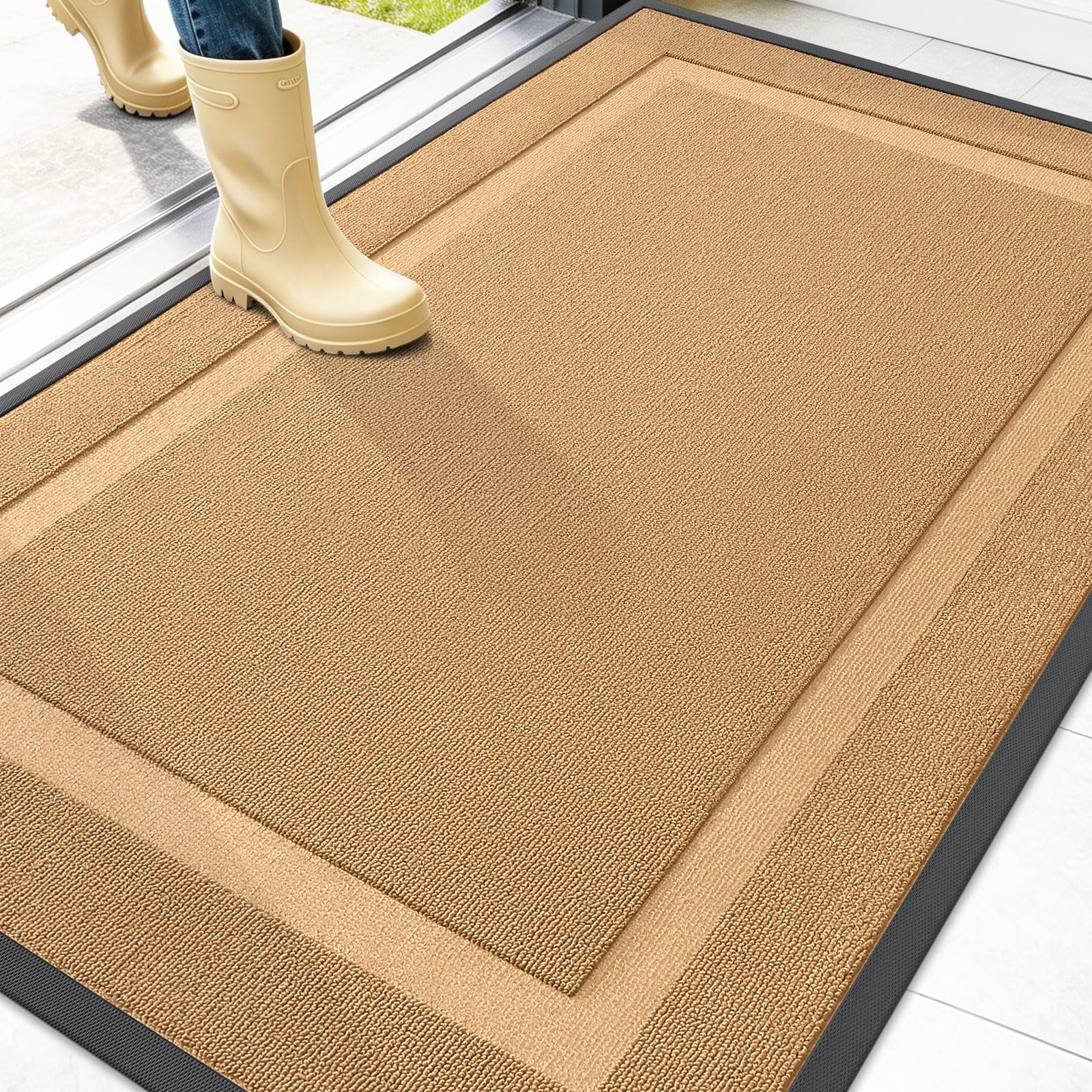 OLANLY Front Door Mat Outside 47x32, All-Season Heavy-Duty Rubber Doormat