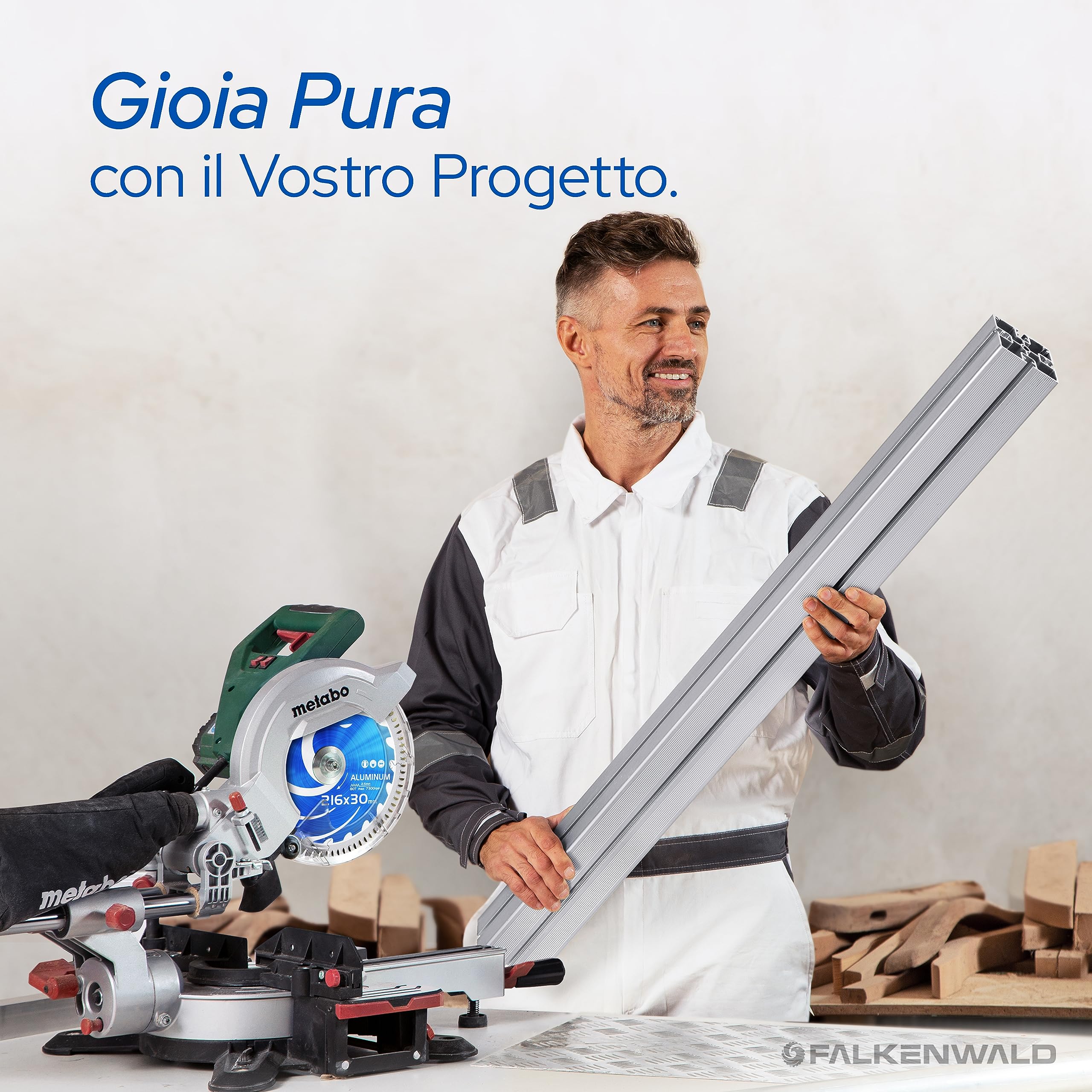 FALKENWALD® - Lama per sega 216 x 30 mm ideale per alluminio, compatibile con Bosch PCM 8s, GCM 8 SDE, lama per sega circolare, per sega troncatrice, in metallo