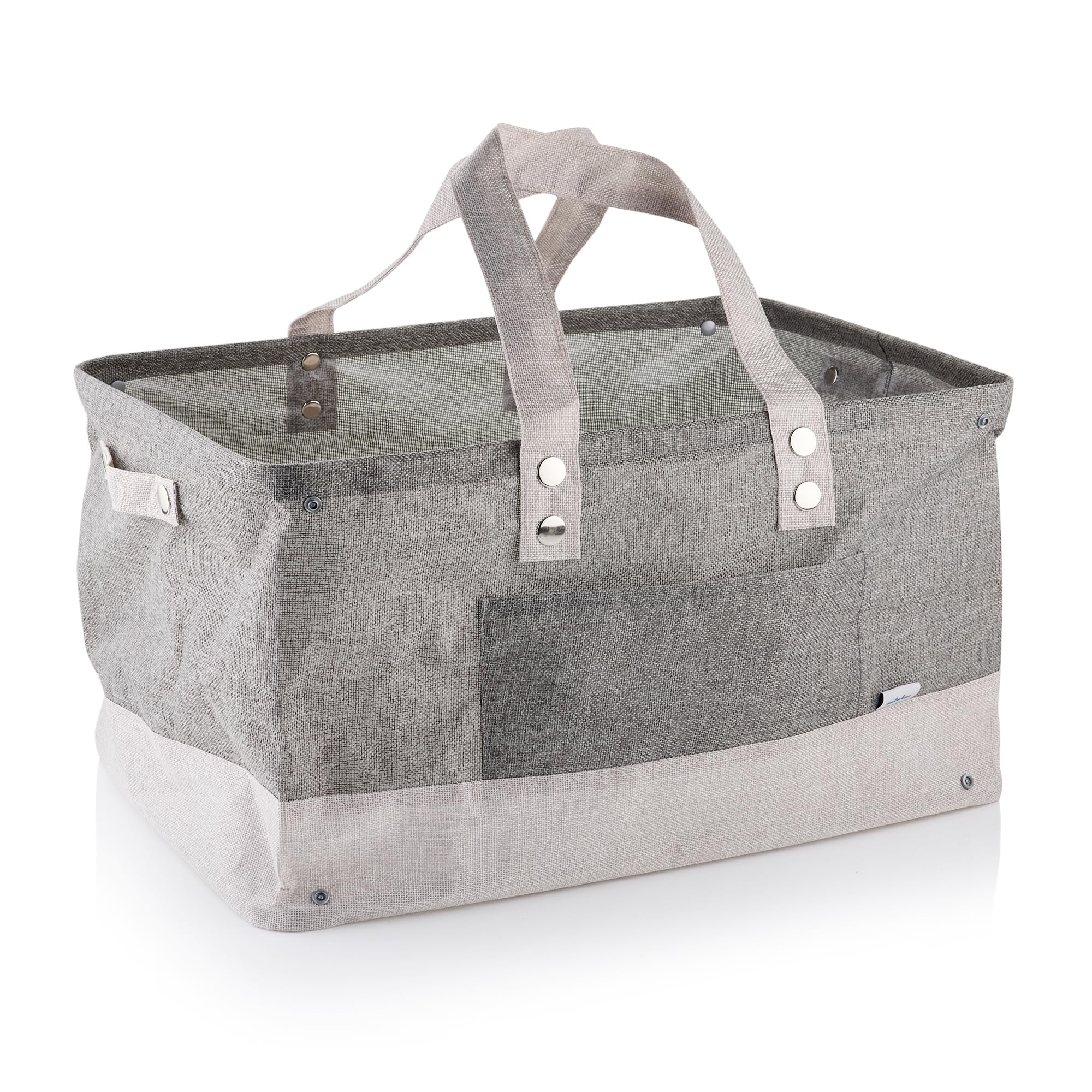Minky Grey Fabric Water-Resistant Laundry Basket, Collapsible 68L Fabric Hamper