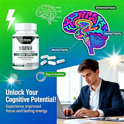 Miniatura 3 de Uthpeak NMNH Suplemento NAD 250mg - Dosis recomendada para un envejecimiento saludable, un suplemento de enfoque de memoria para apoyo de la función