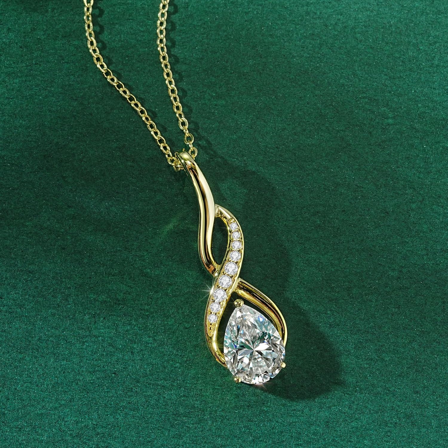 2ct Moissanite Infinity Pendant Necklace for Women, Pear Cut 7x10mm D Color Pendant 925 Sterling Silver Adjustable Chain, Elegant Jewelry Gifts for Wife or Mom - Image 5