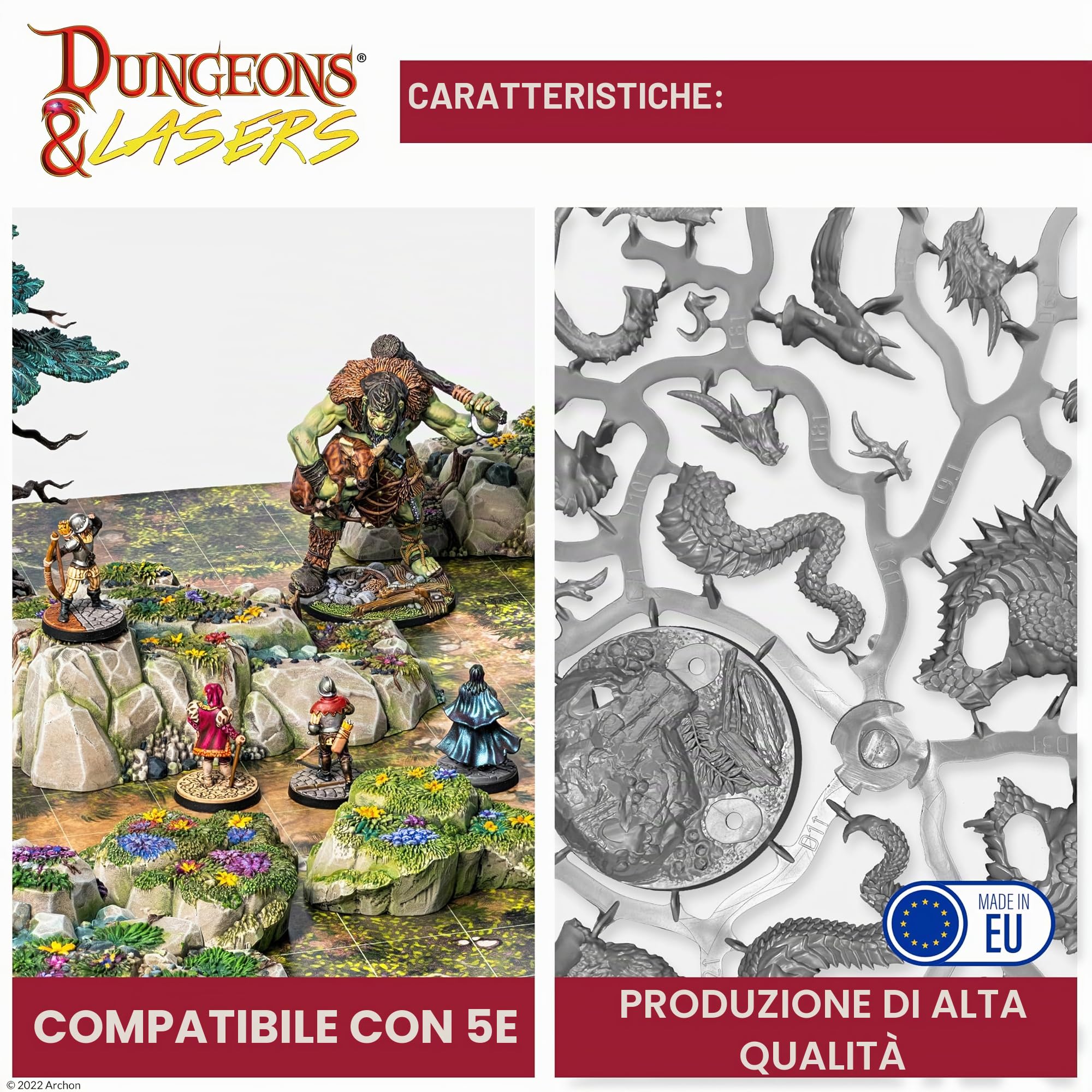 Dungeons & Lasers Set di terreno preverniciato per giochi di ruolo DND e da tavolo, compatibile con miniature in scala da 28 mm-32 mm, design modulare per un montaggio rapido (miniere abbandonate)