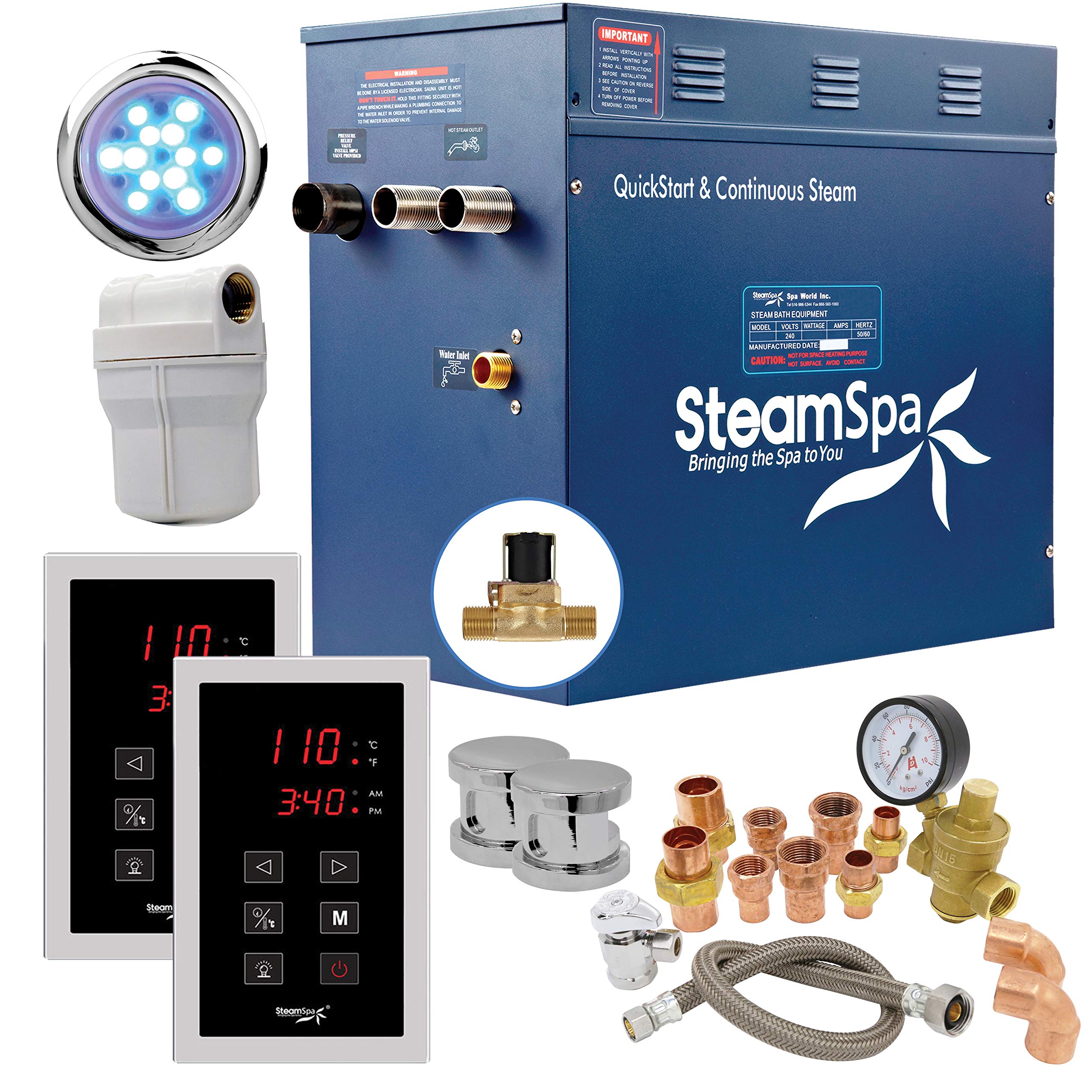 SteamSpa Executive 12KW QuickStart AcuSteam Bath Generator Package