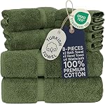 Towel Bazaar Serviettes en coton turc premium Super Soft et Absorbent (8-Piece Towel Ensemble, Moss Green)