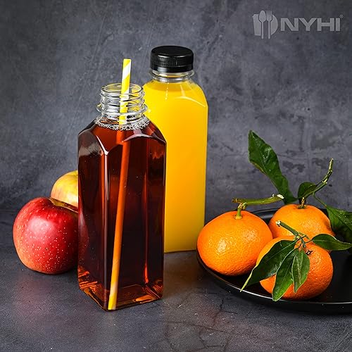 Miniatura 7 de NYHI Botellas de jugo de plástico transparente con tapas a prueba de manipulaciones recipientes vacíos reutilizables con tapas para jugos batidos