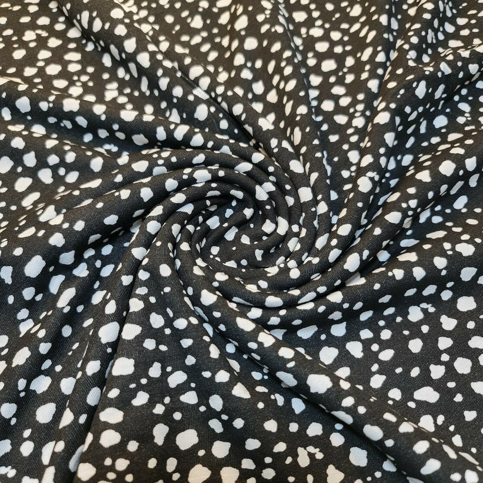 Soft Printed Cotton Jersey Stretch Knit T Shirt Baby Grow Craft Fabric Material 58'' - 150 cm Wide Sold As 1 Meter Pre - Cut Lengths (Black White Spots), (LPSTRIPES) — image 1