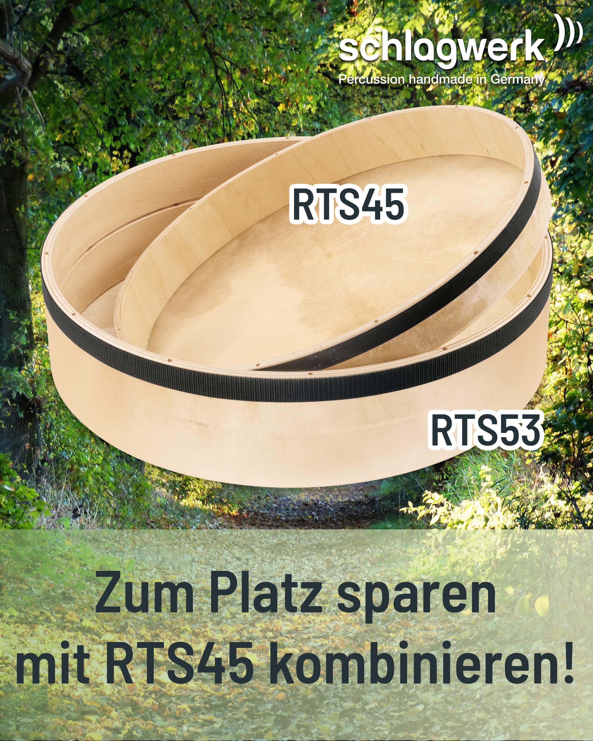 Schlagwerk RTS53 große Rahmentrommel Frame Drum Natural - leichte Handtrommel - ⌀ 50 cm / 20 Zoll / 12 cm hoch - Ziegenfell, stimmbar - Buchenholz - Schamanentrommel Made in Germany