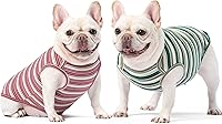 Vista 6 de Camisetas para Perros Chaleco de Algodón a Rayas, Ropa Elástica sin Mangas para Mascotas para Perros Pequeños, Paquete de 2 Camisetas Suaves
