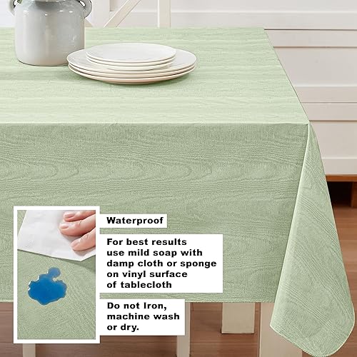 Miniatura 3 de Newbridge Moire - Mantel de franela de vinilo con estampado ondulado de color sólido para interiores y exteriores