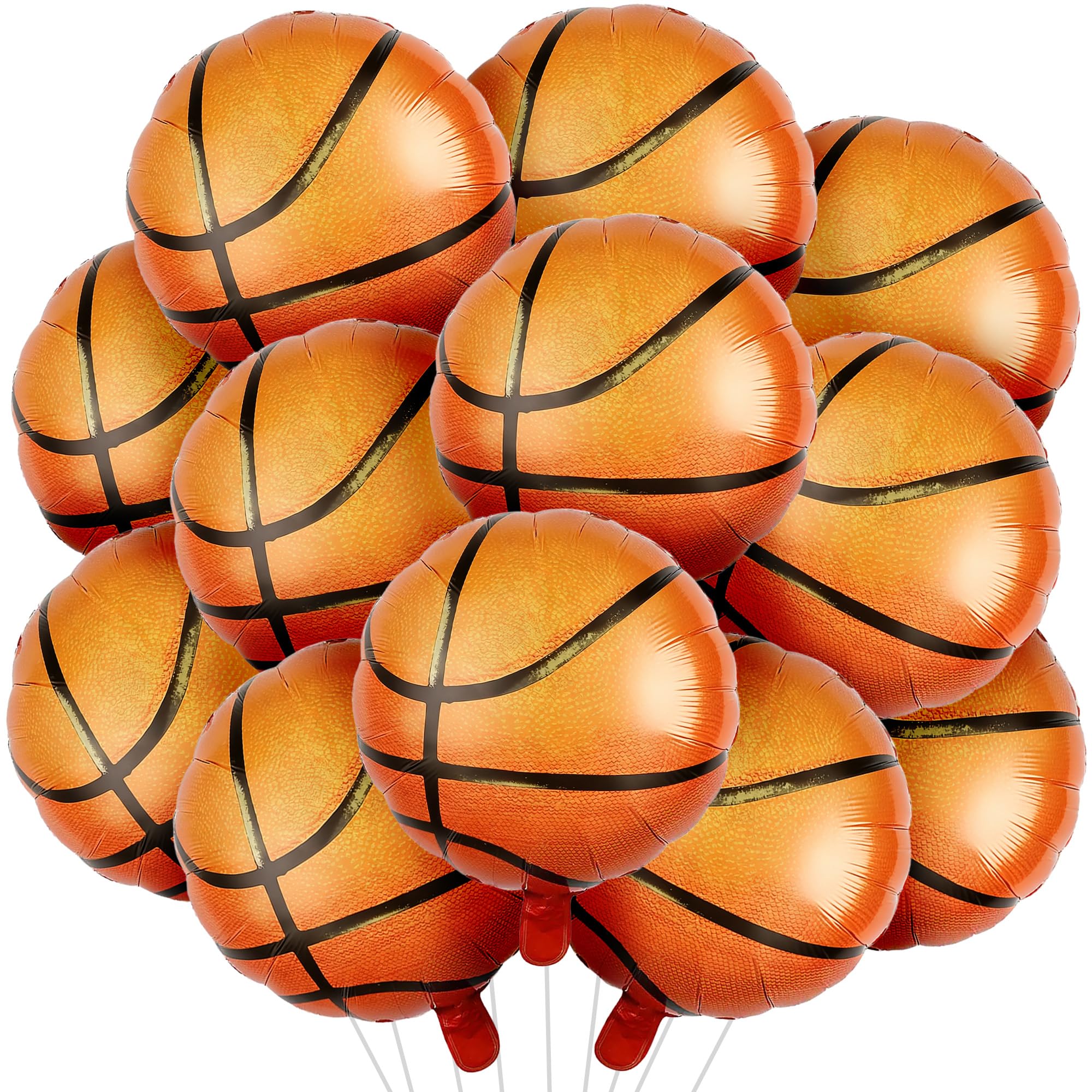12PCS Basketball Foil Balloons 18 Inch - Senior Night Ceremony, Championship Season Party, Boys Birthday and Baby Shower Decorations | Helium Grade