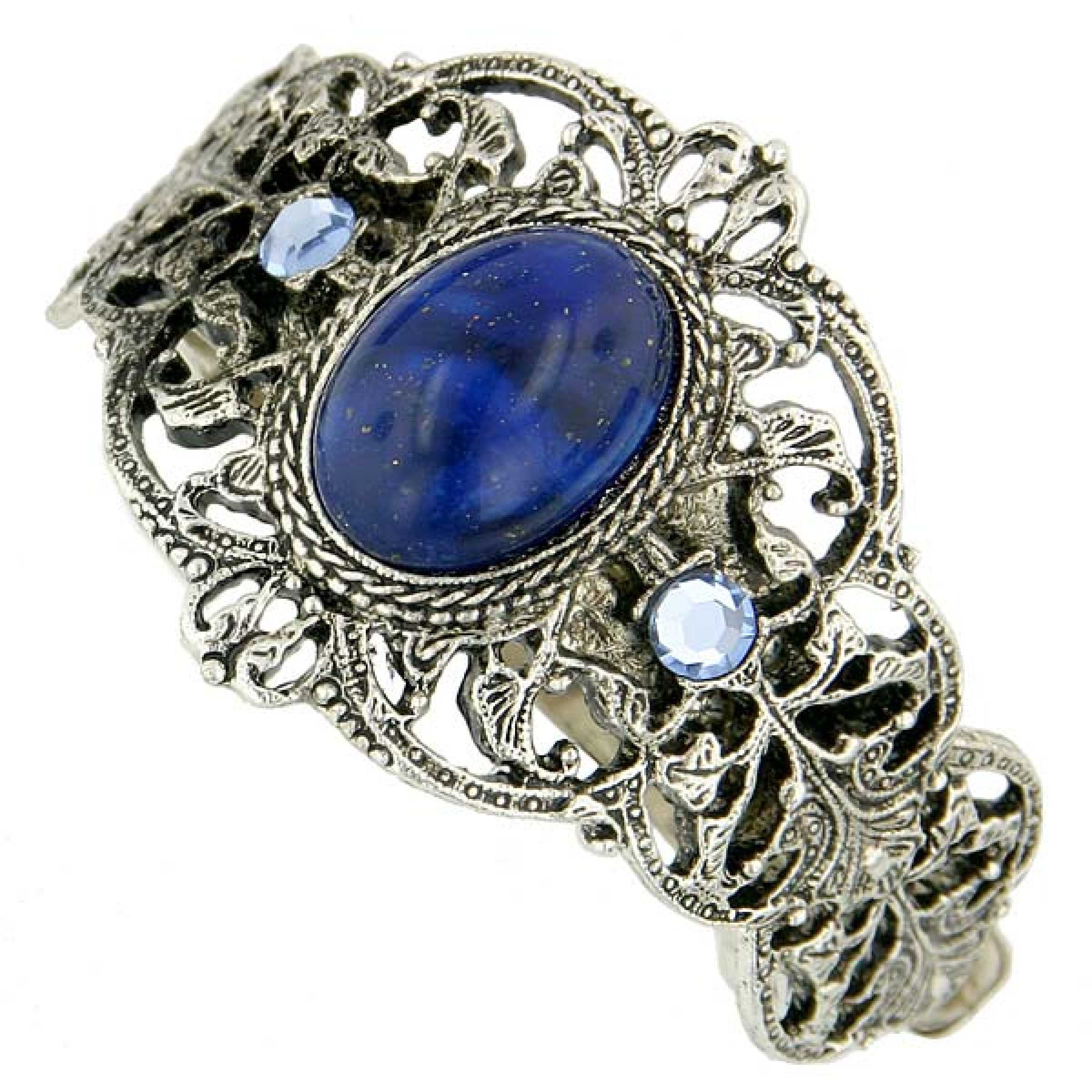 1928 Jewelry Women's Oval Blue And Light Sapphire Color Crystal Ponytail Holder