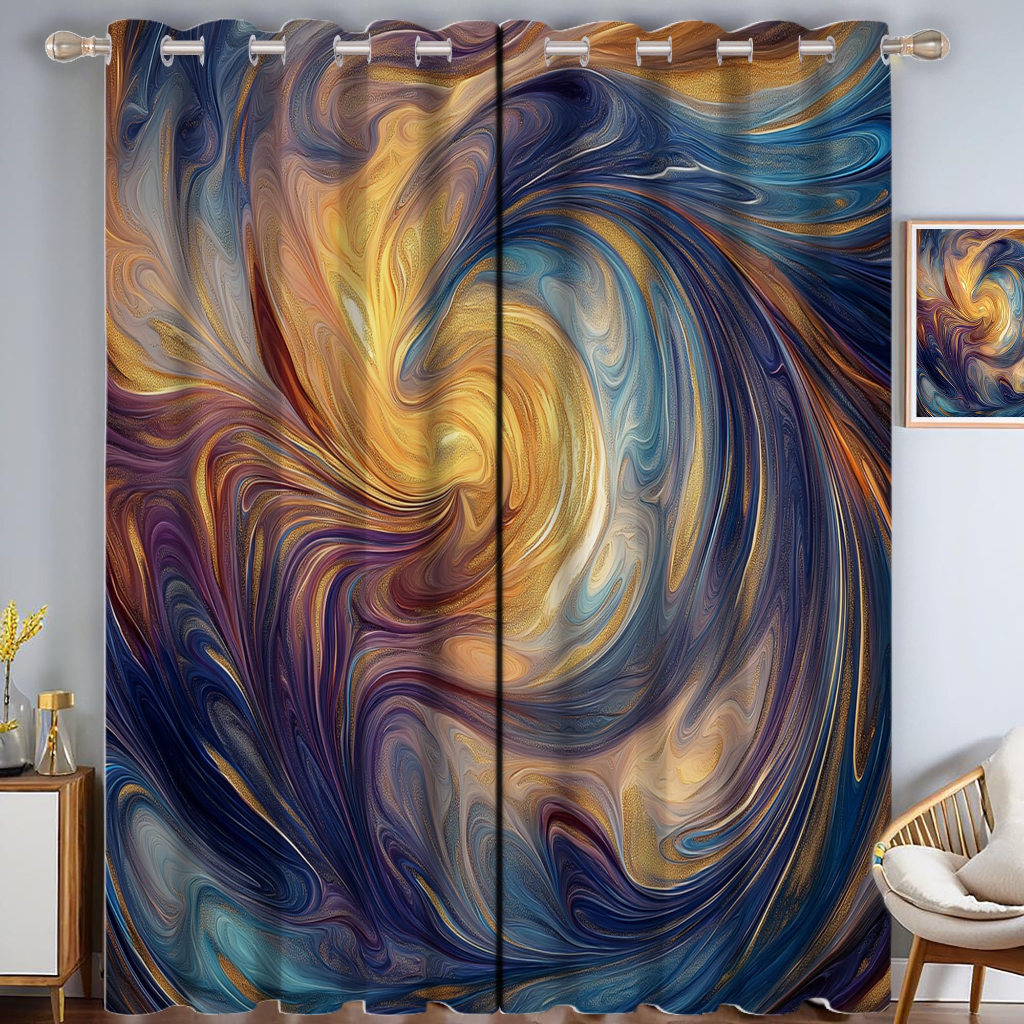 Rideaux occultants pour chambre enfant et salon au motif vague abstrait moderne et coloré
